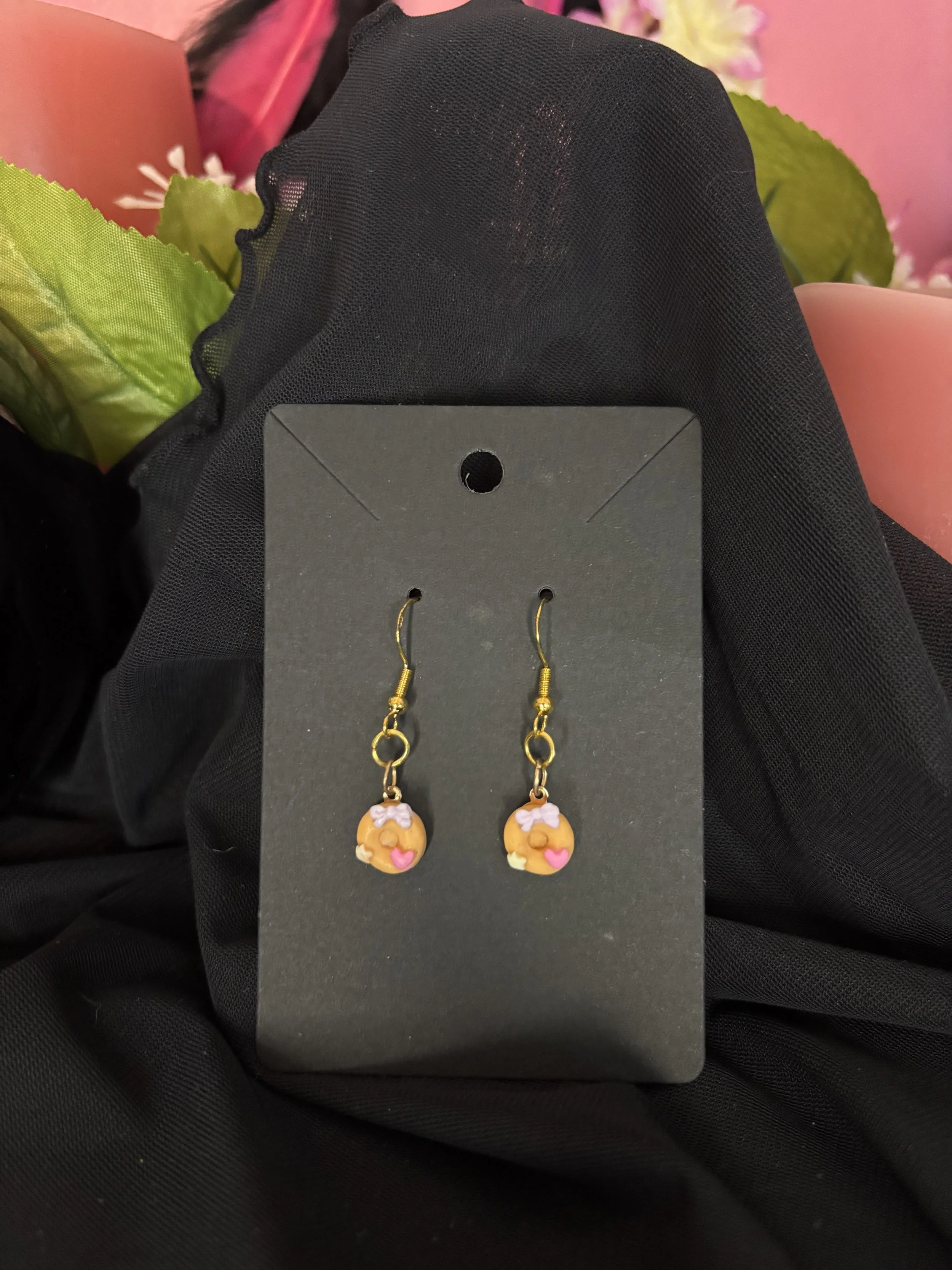 Donut Earrings With Hearts And Bows