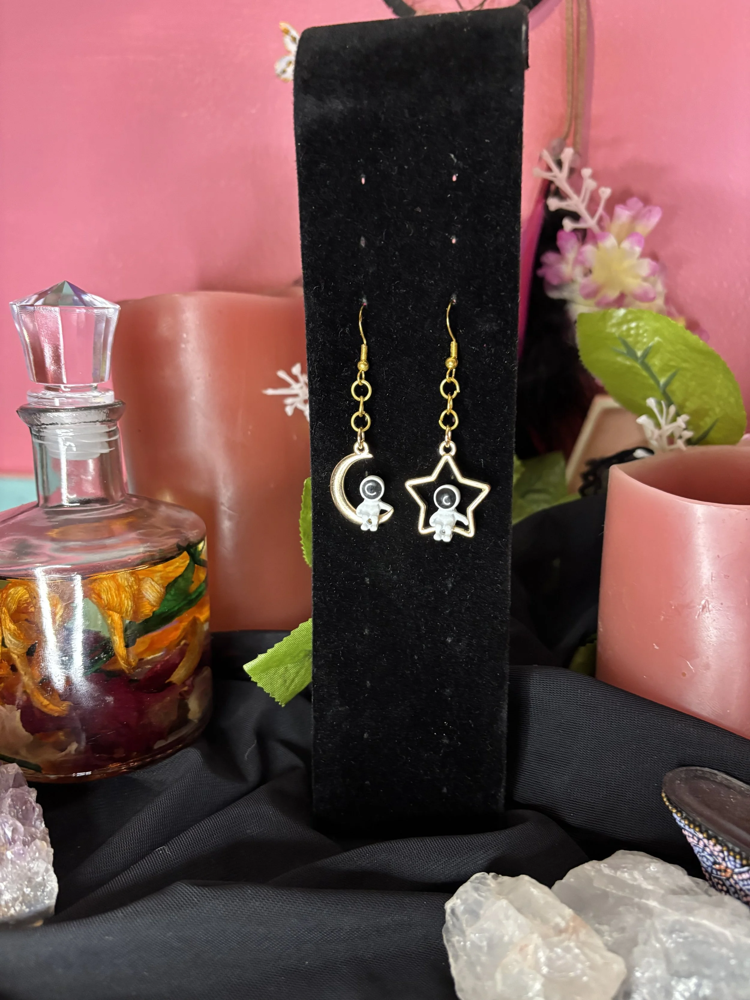 Whimsical Mismacthed Astronaut Earrings