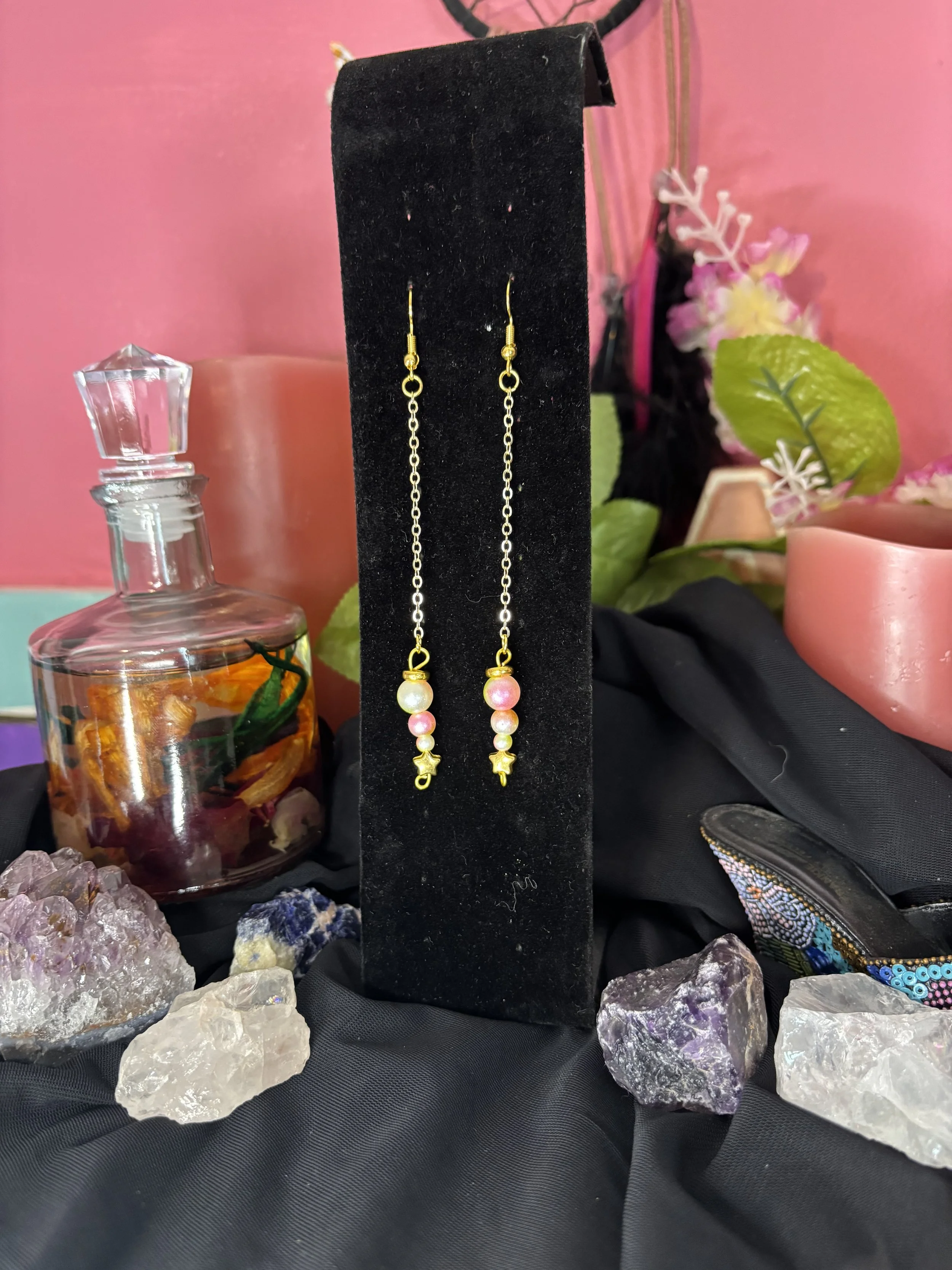 Starlight Blush Chain Dangle Earrings