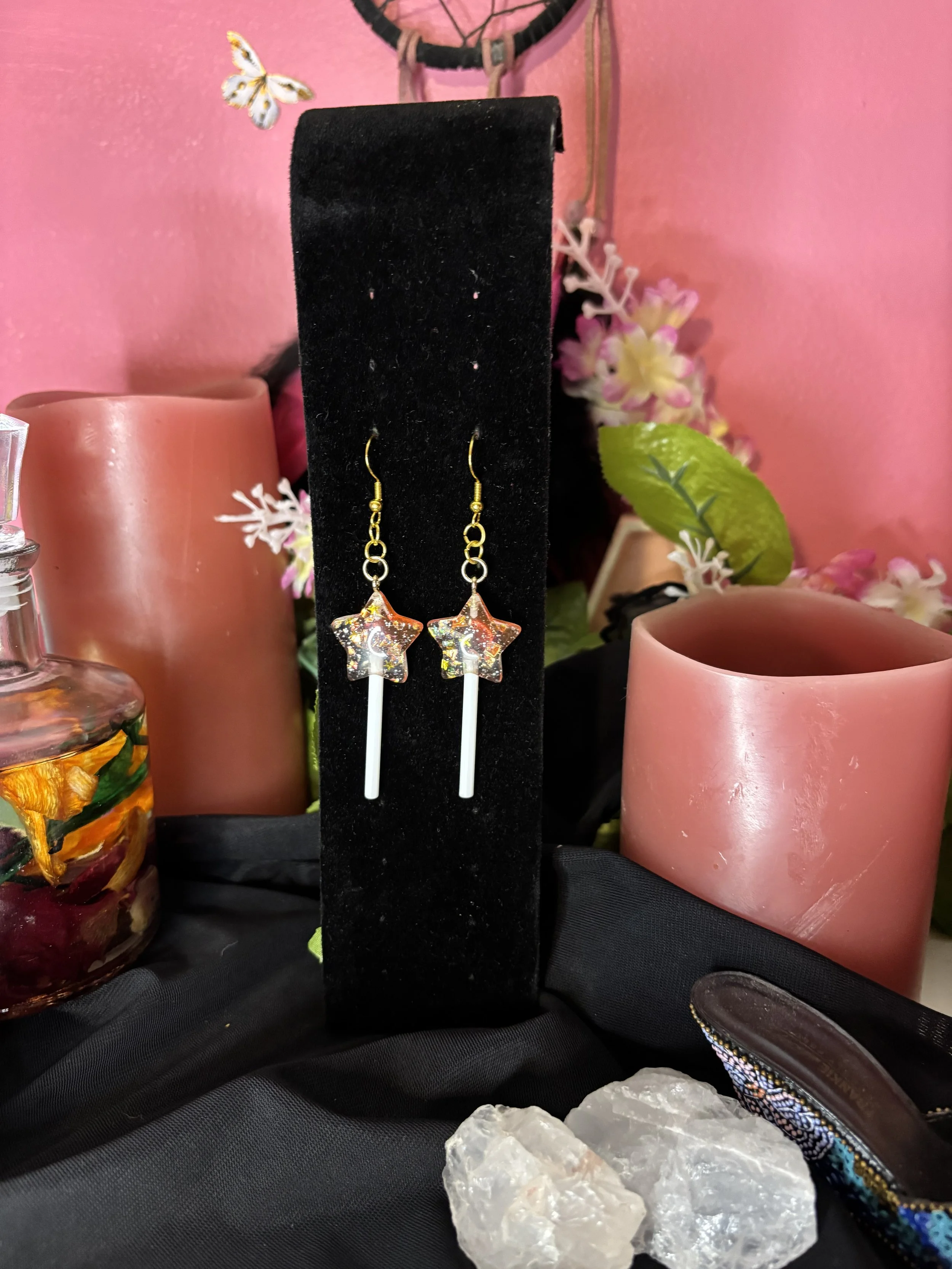 Glitter Star Lollipop Earrings