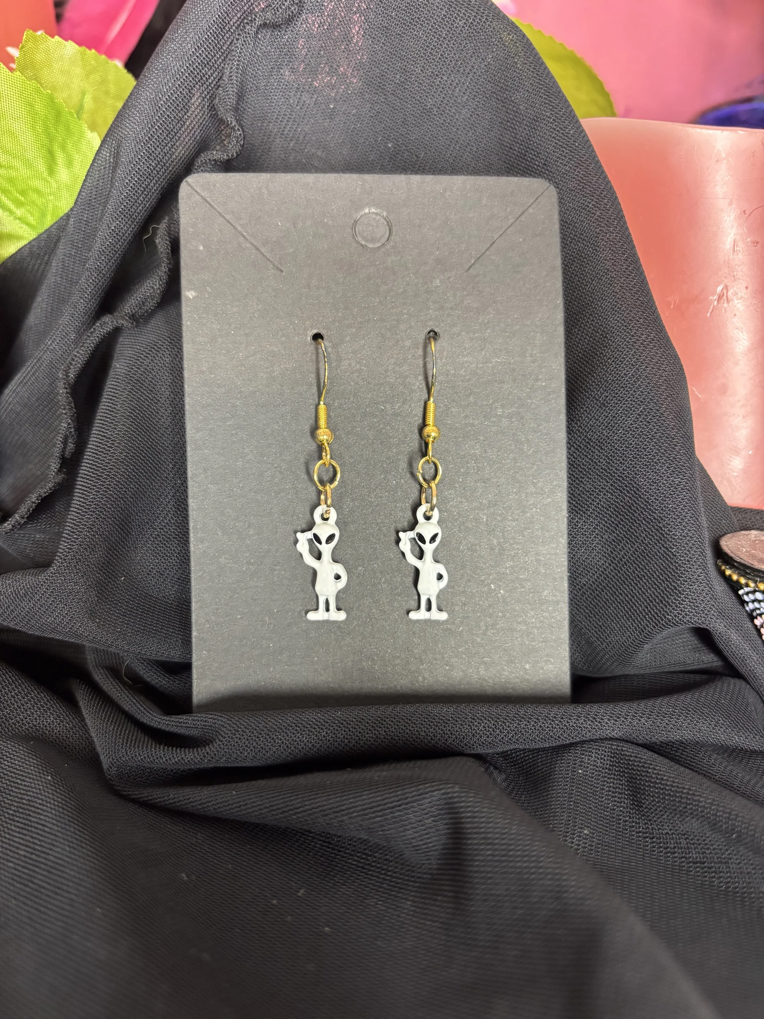 White Alien Earrings