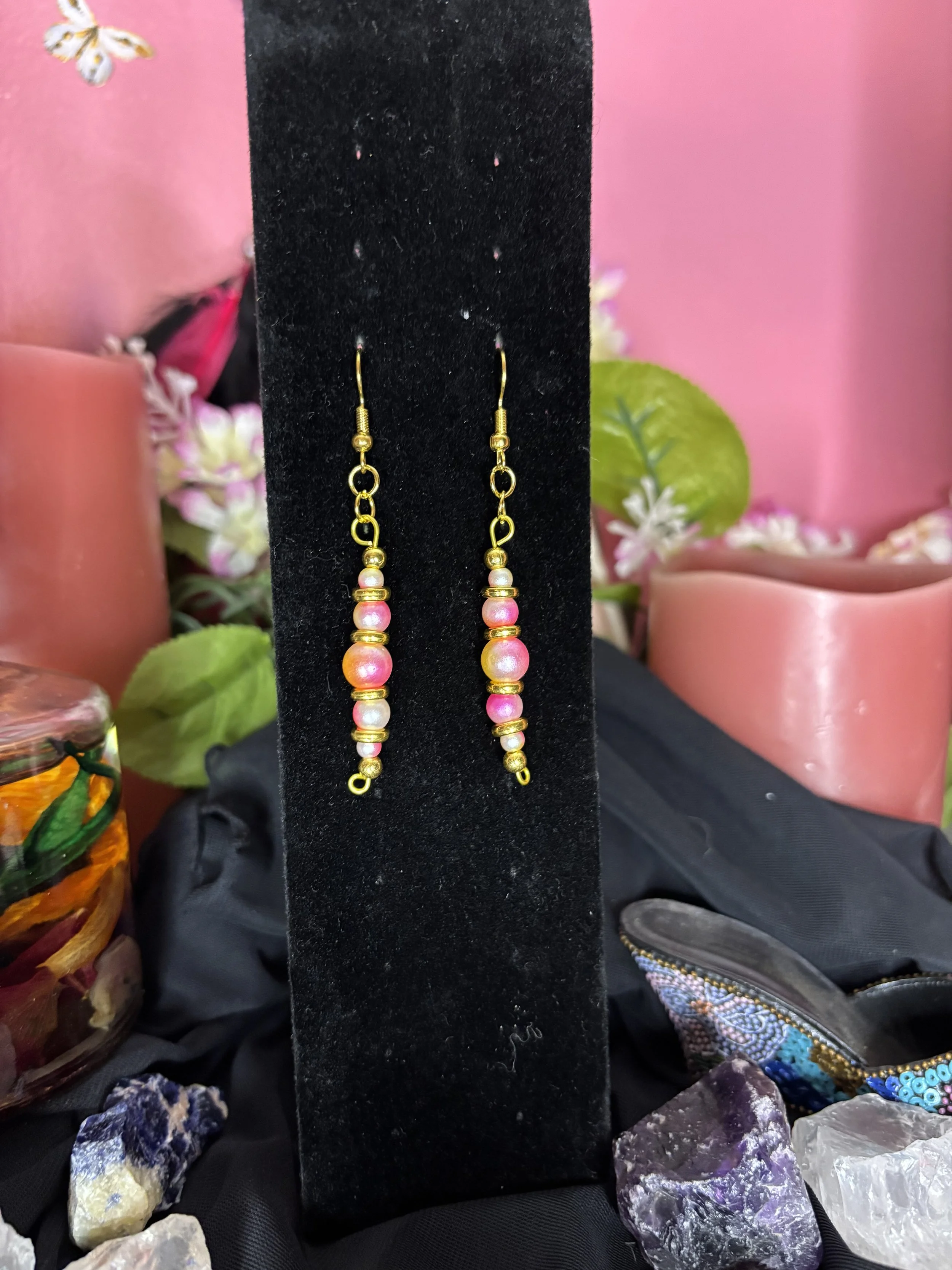 Blushing Pearl Gold Dangle Earrings