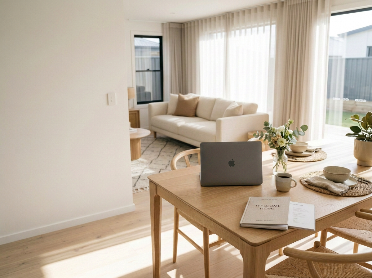Styled dining table in a managed short-let