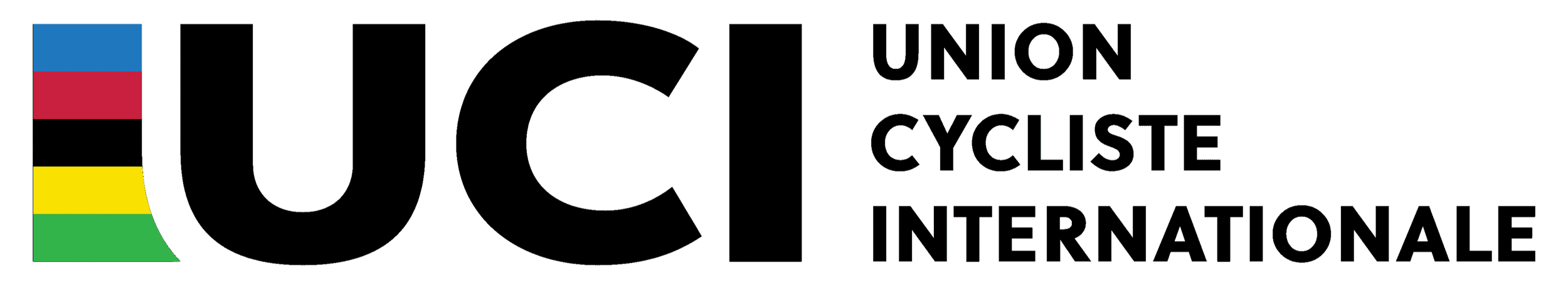 Logo de l'Union Cycliste Internationale, avec les couleurs du drapeau multicolore à gauche, suivi du texte 'UIC' et 'Union Cycliste Internationale'.