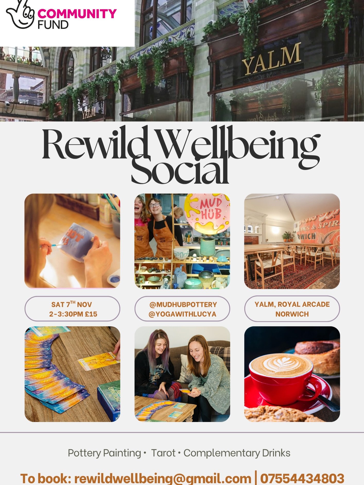 🎨✨REWILD WELLBEING SOCIAL @letsyalm Norwich | Sat 7th Nov 2-3:30pm 

POTTERY PAINTING @mudhubpottery Pick a piece, pick some colours, and make it your own! Whether you&rsquo;re a total beginner or just want a relaxing creative moment, our Paint Your