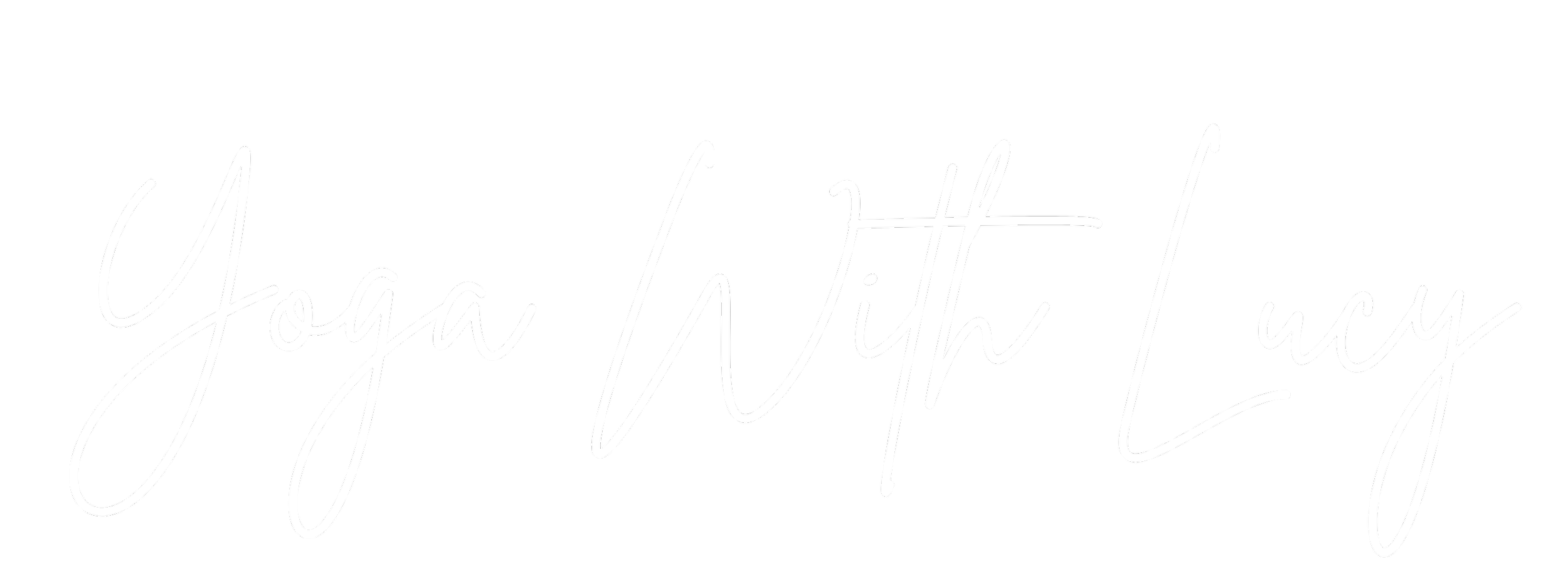 Black background with white cursive text that reads 'Yoga With Lucy'.