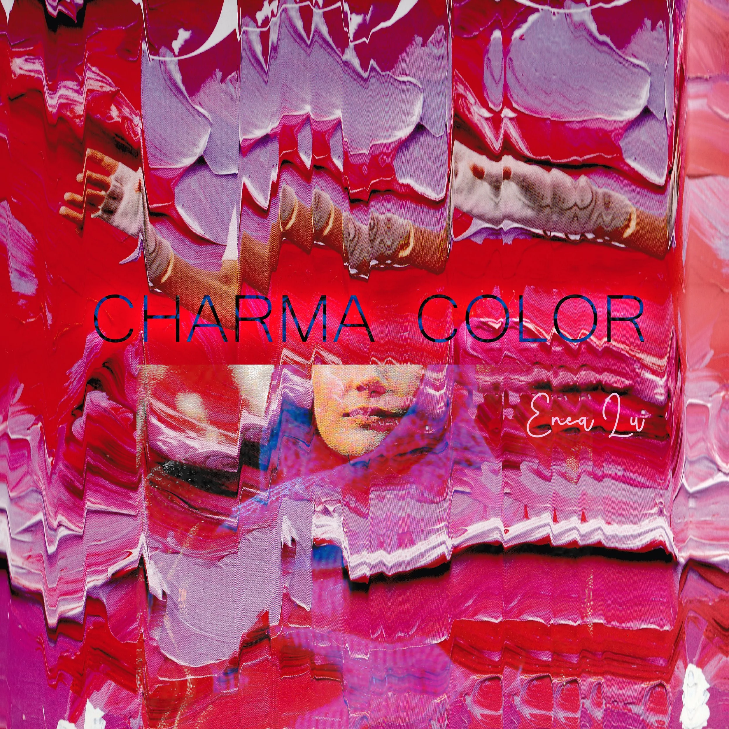 Charma Color artwork by Enea Lu, abstract composition in red, pink and purple tones.