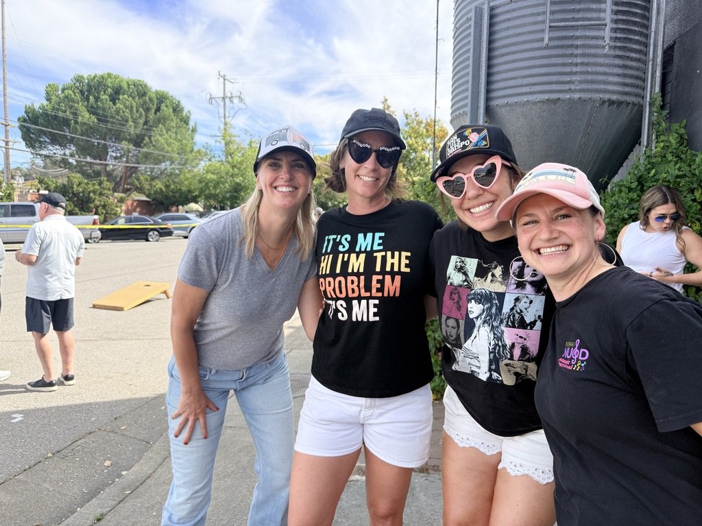 Abbey Picus with supporters in Novato.