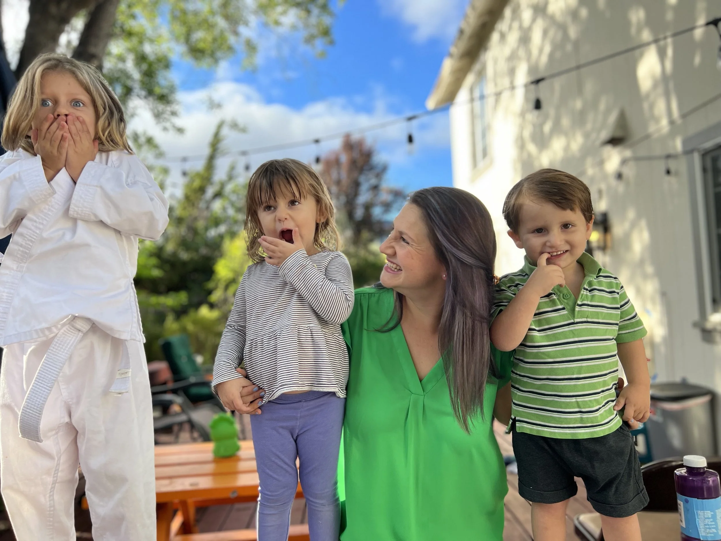 Abbey Picus with her three children in Novato.