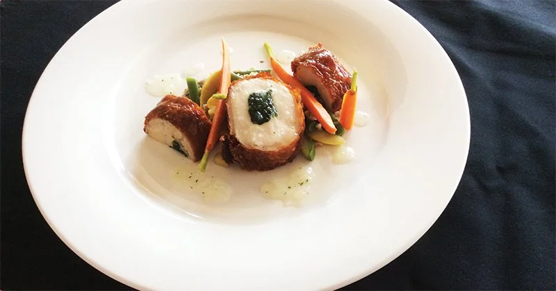 Chicken roulade plated by Chef Ozzy, private chef serving Washington DC