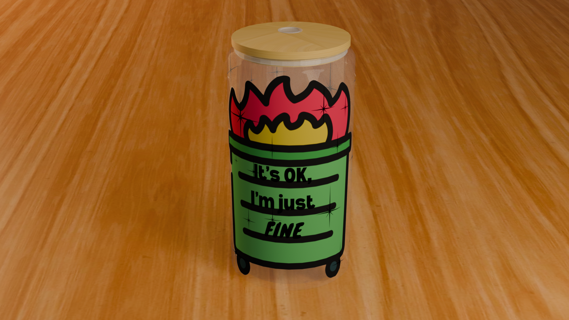 Dumpster Fire 16oz Glass Can