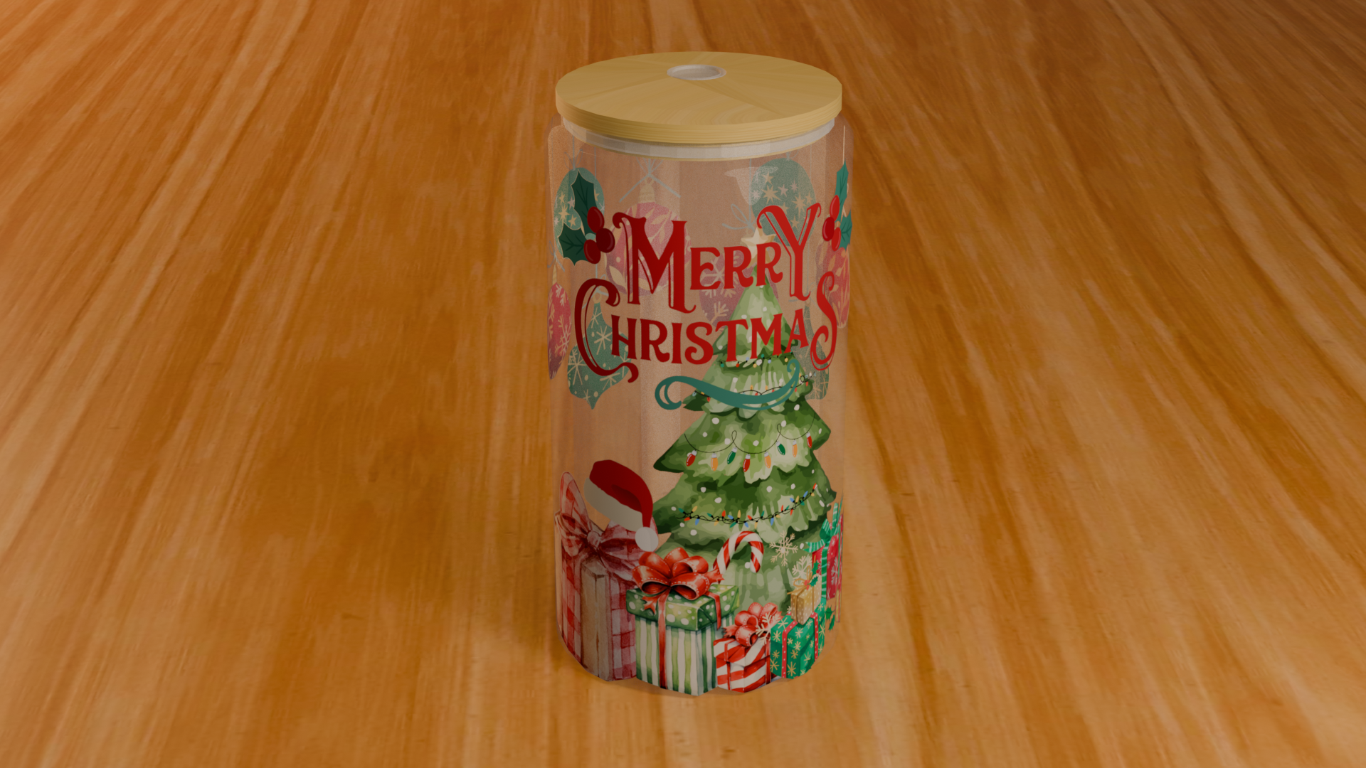 Merry Christmas 16oz Glass Can