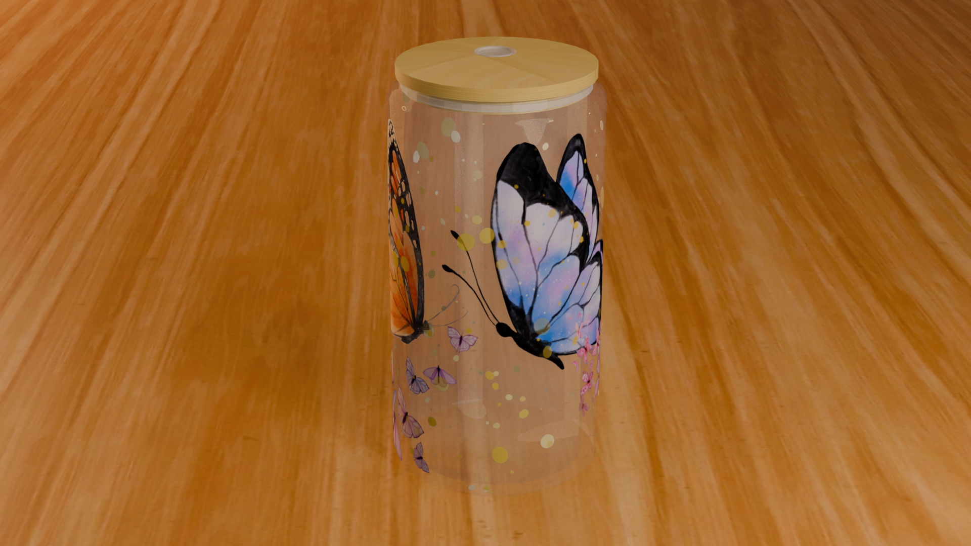Butterflies 16oz Glass Can