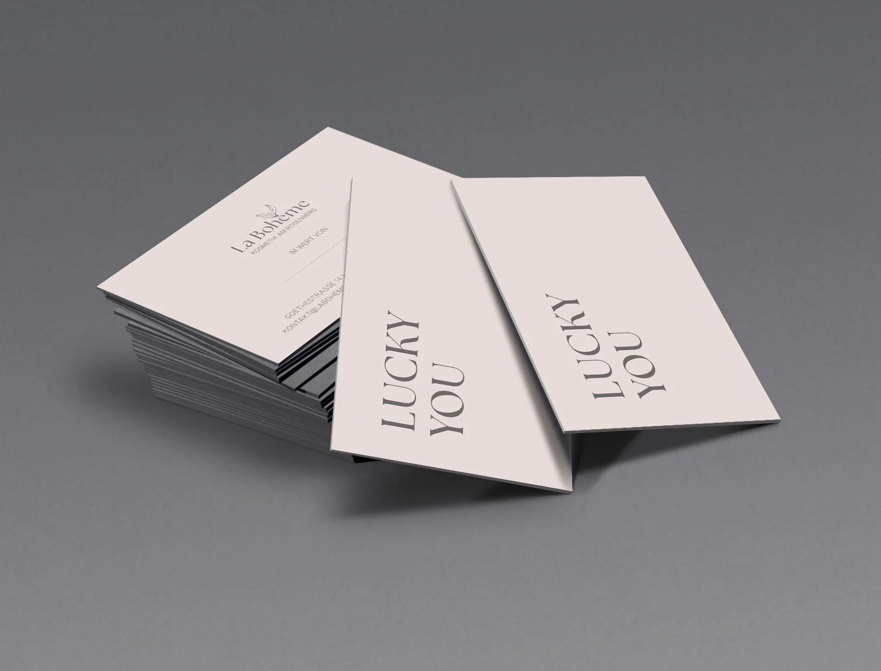 Visitenkarten im Corporate Design von La Bohème Kosmetik