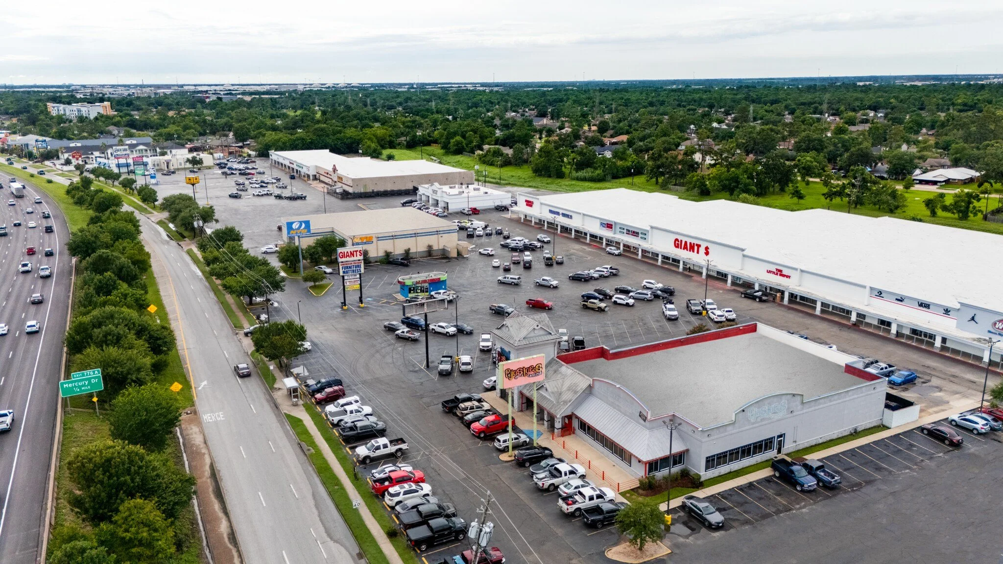 Aerial image of Woodforest Shopping Center in Houston, Texas