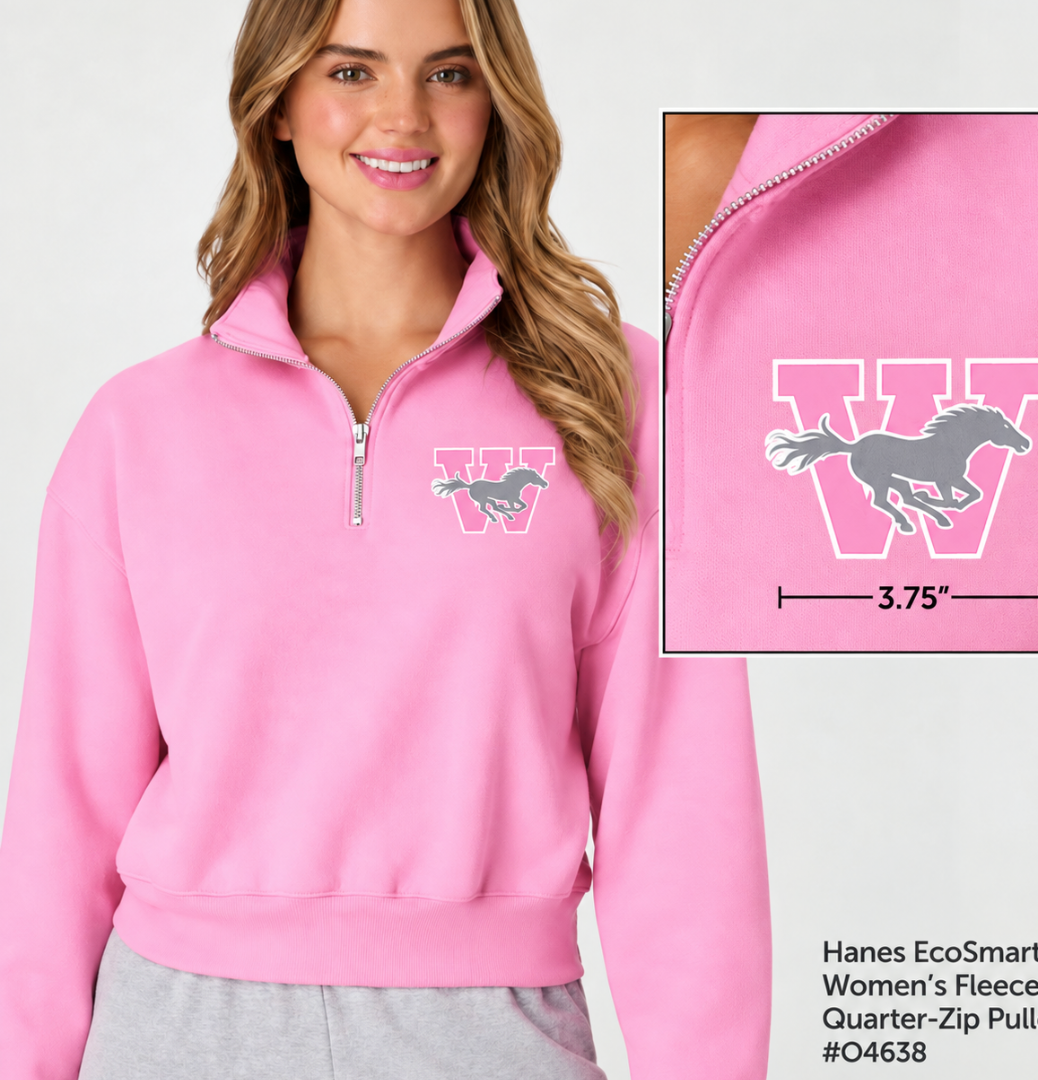 NEW! Pink 1/4 Zip with Embroidered Logo