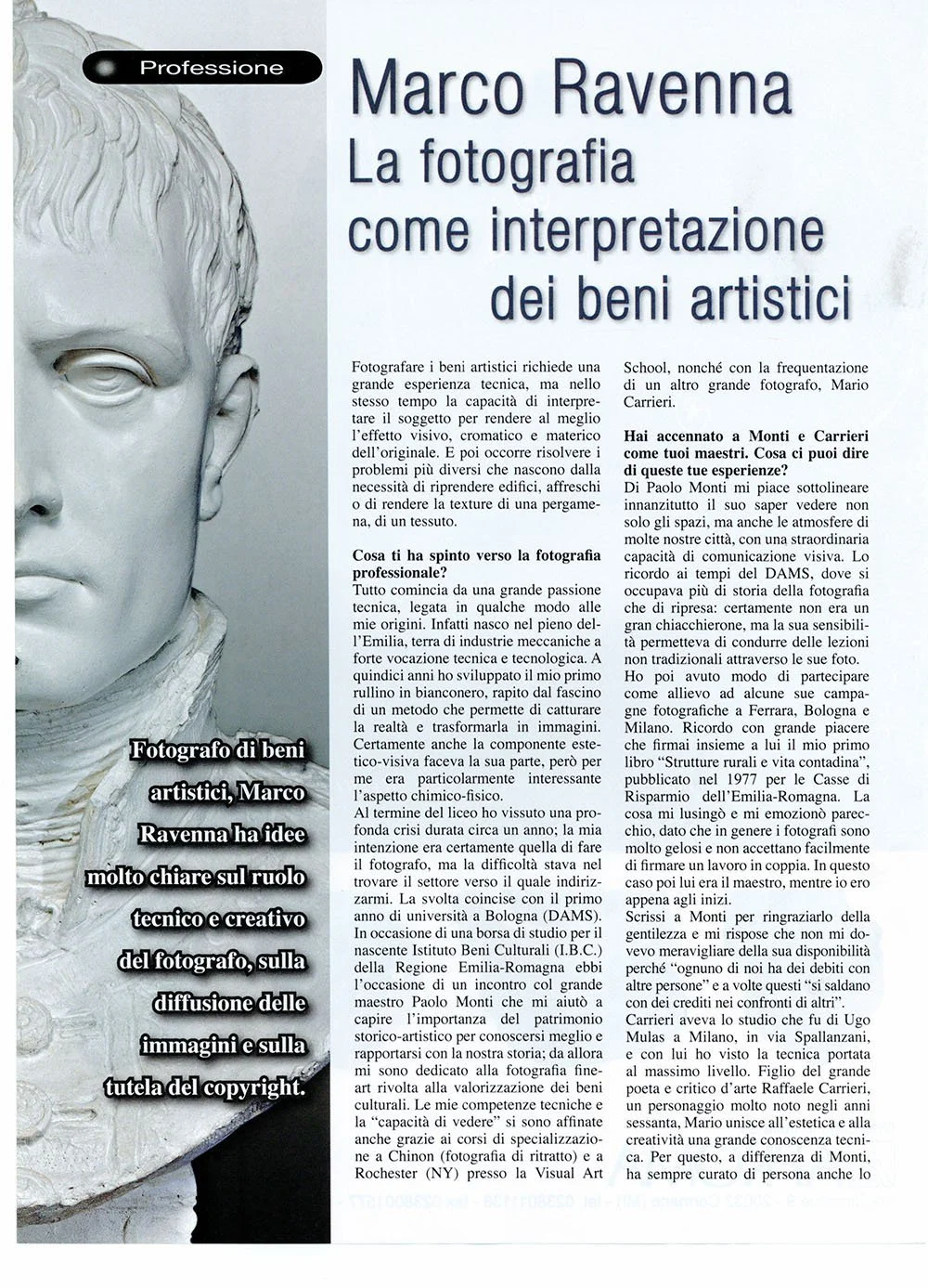Marco Ravenna, fotografo di beni culturali e d’arte, intervista su PC Photo: La fotografia come interpretazione dei beni artistici