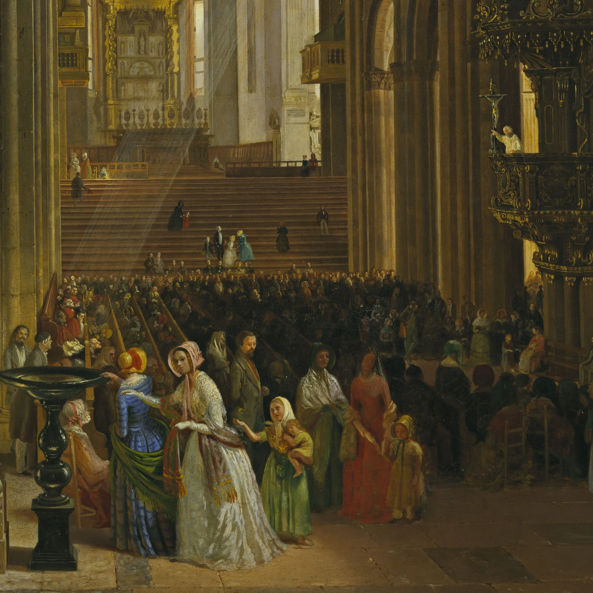 Scena di fedeli in chiesa
