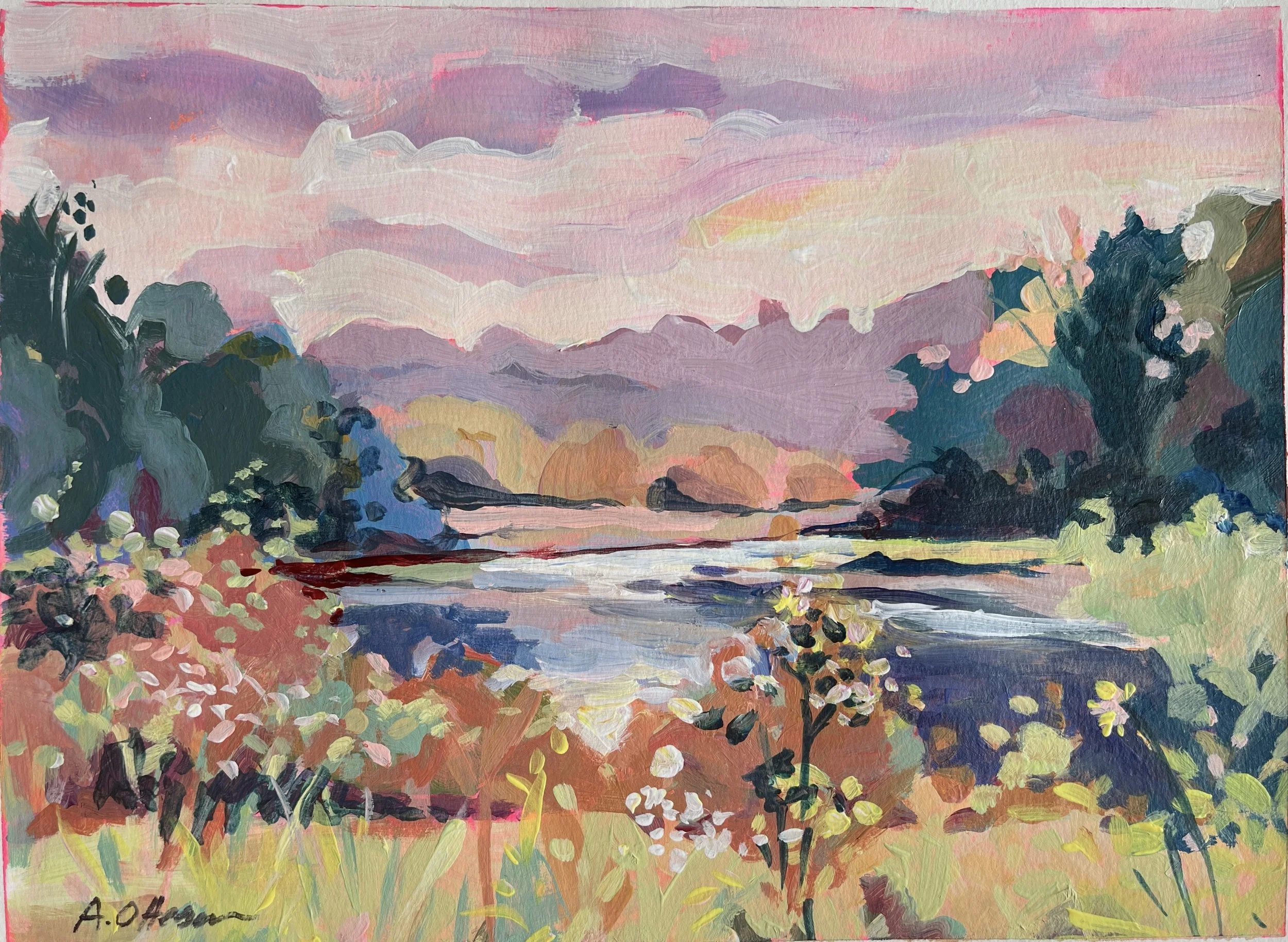 Root River 9 x 12 acrylic on paper
available as an 14 x 11 matted print $20.00