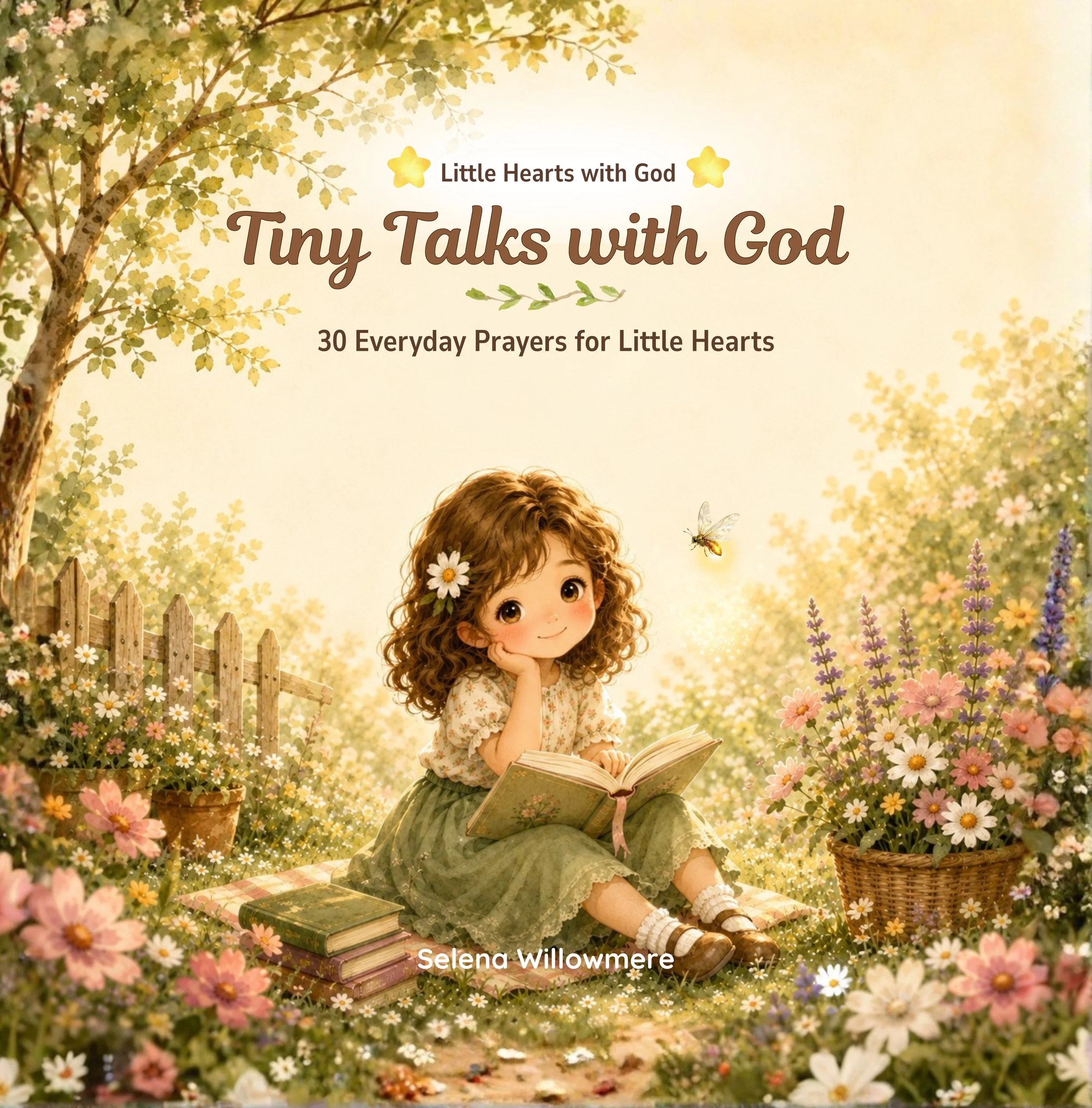 Cover of Tiny Talks with God, a Little Hearts, Gentle Prayers children's book by Selena Willowmere.