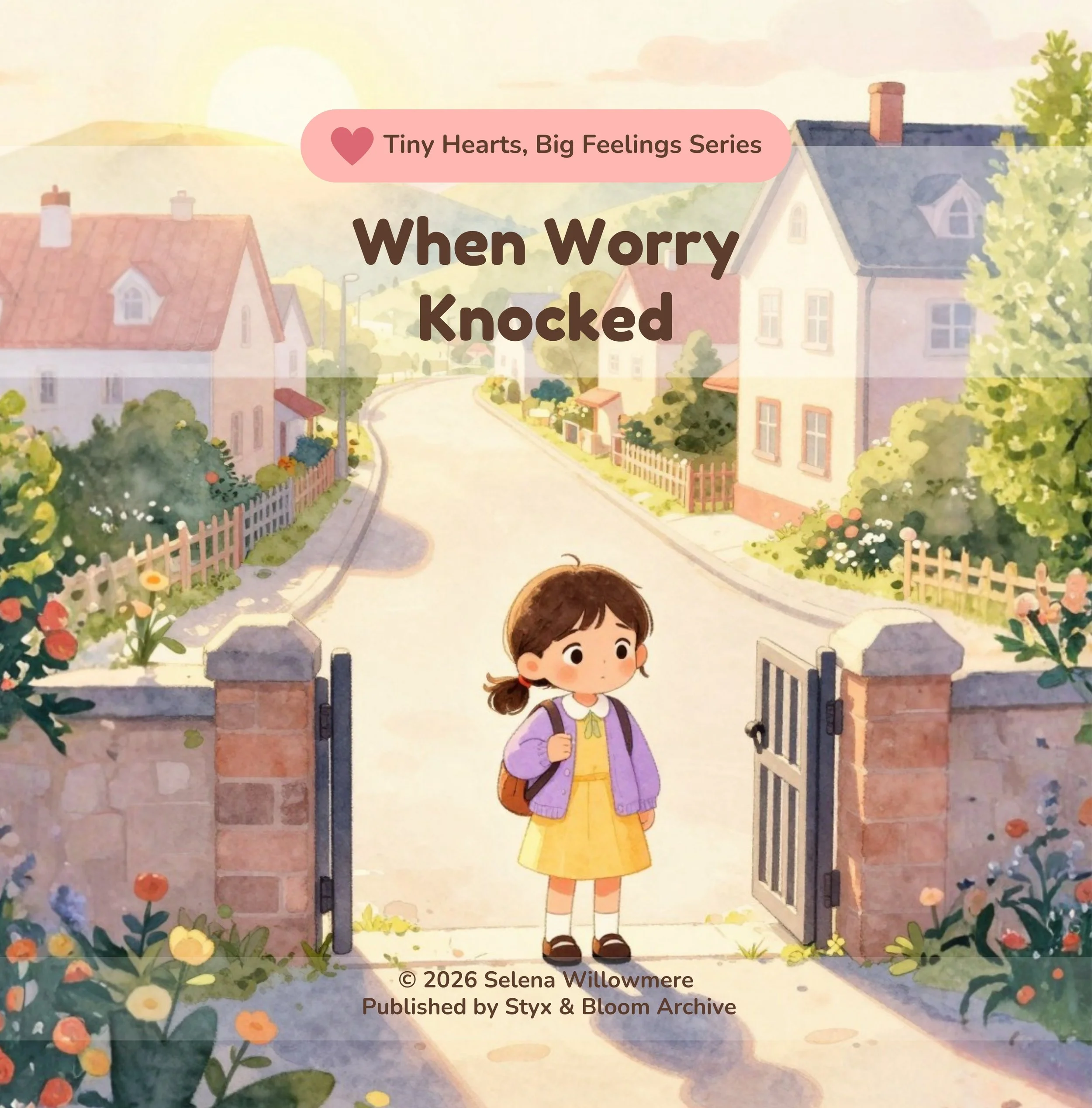 Cover of When Worry Knocked, a Tiny Hearts, Big Feelings children's book by Selena Willowmere.
