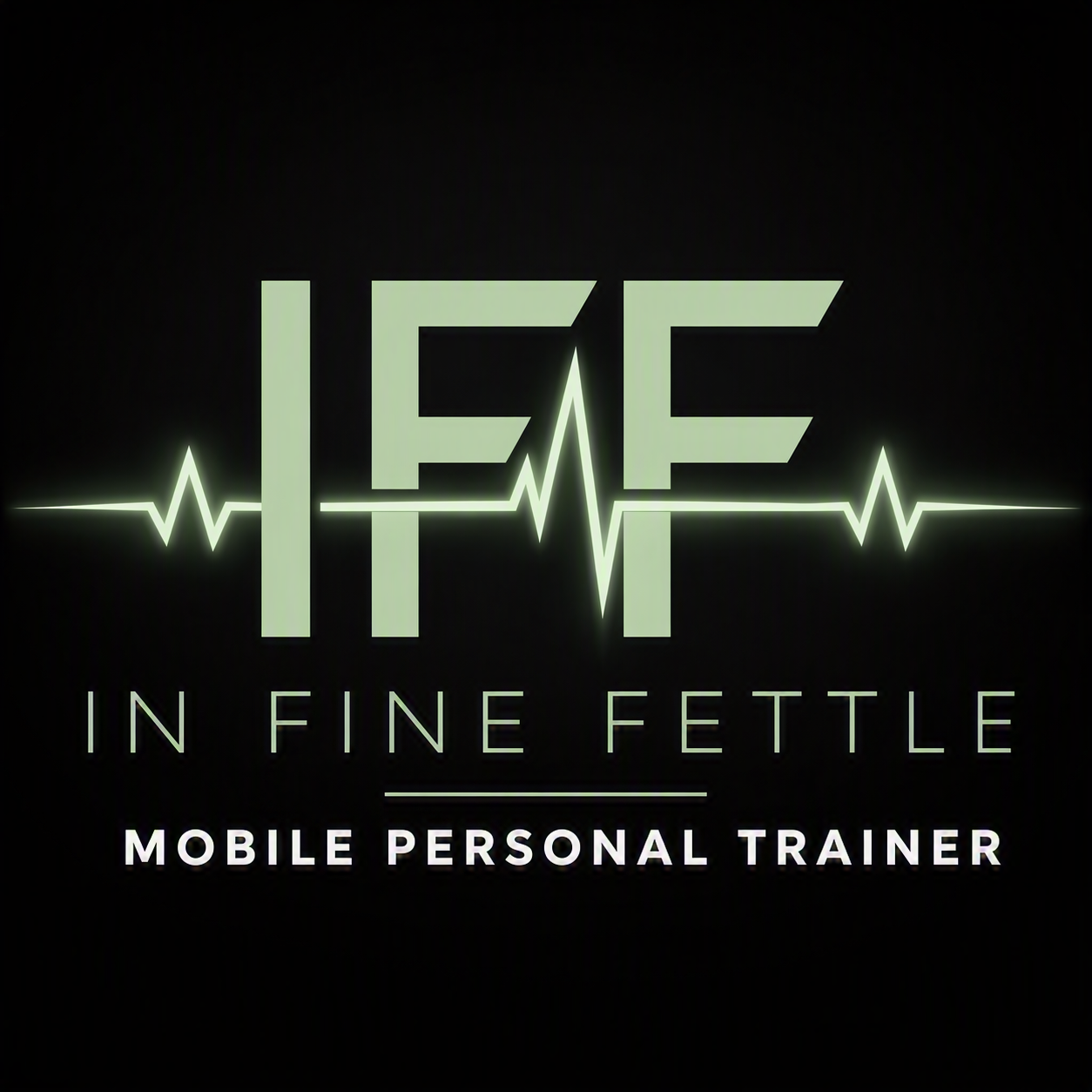 Logo for 'In Fine Fettle,' a mobile personal trainer, featuring the initials IFF with a heartbeat line running through.