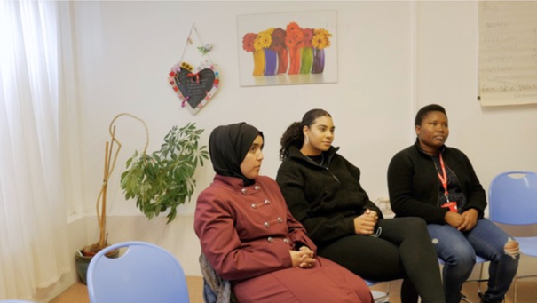 Focus group held at one of the Women’s Health Information & Support Centres in Liverpool, UK. Mothers and women of childbearing age actively engaged with the discussion. Discussion moderated by Dr Dan Hungerford and Dr Marie Yang. Picture credit: James Alcock Films, Ltd.