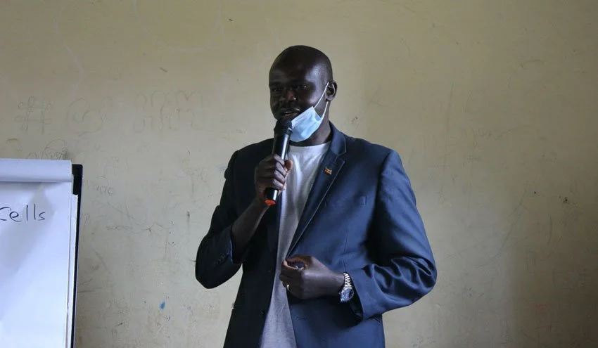 Dr. Patrice Mawa addressing the students during one of the training sessions.