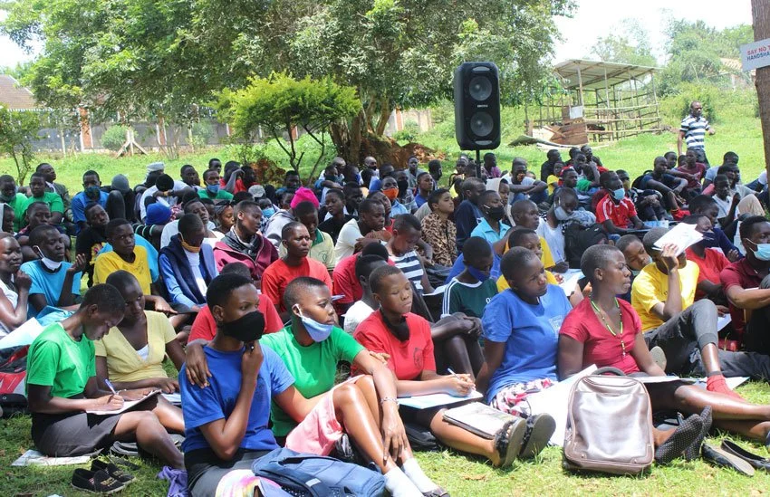 Students of Entebbe comprehensive school attending a training.
