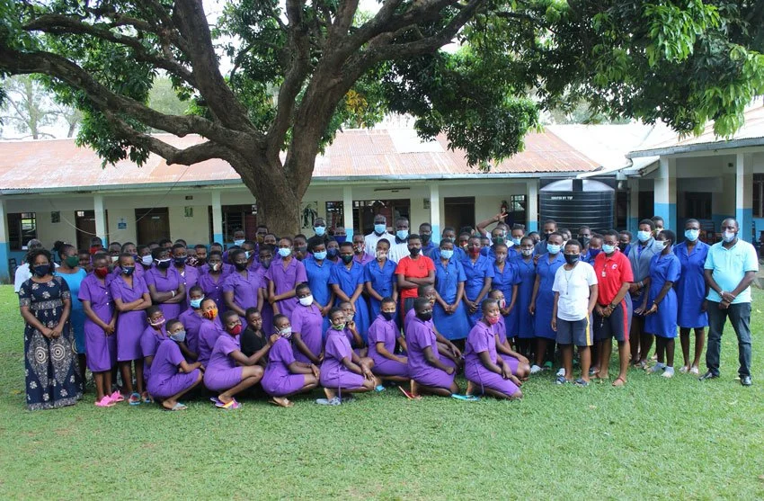 Students of Mary Reparatrix Secondary School and some of the trainers after the training exercise.