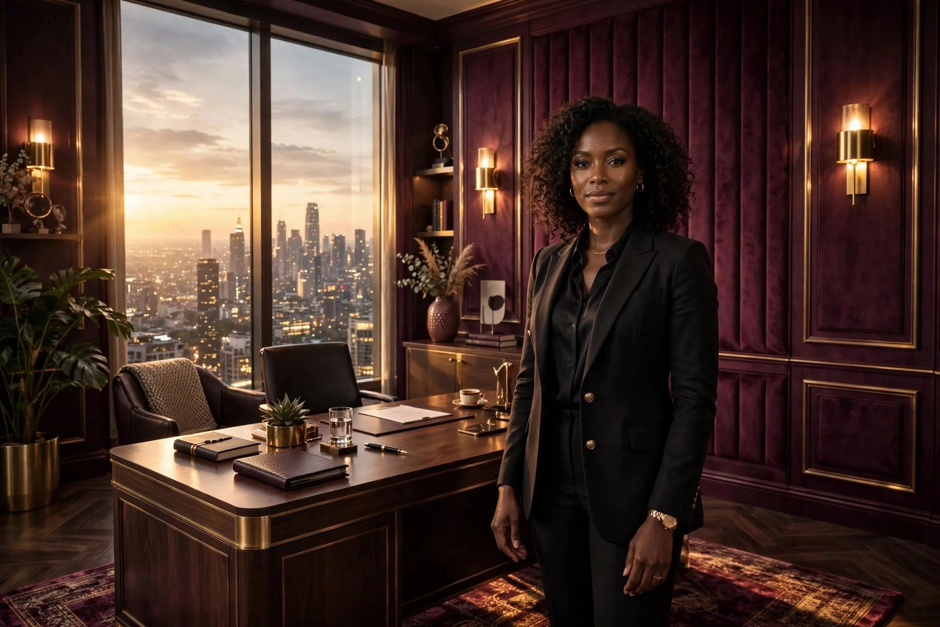 About story image — deep plum and brushed gold luxury abstract background representing the Company Pending story