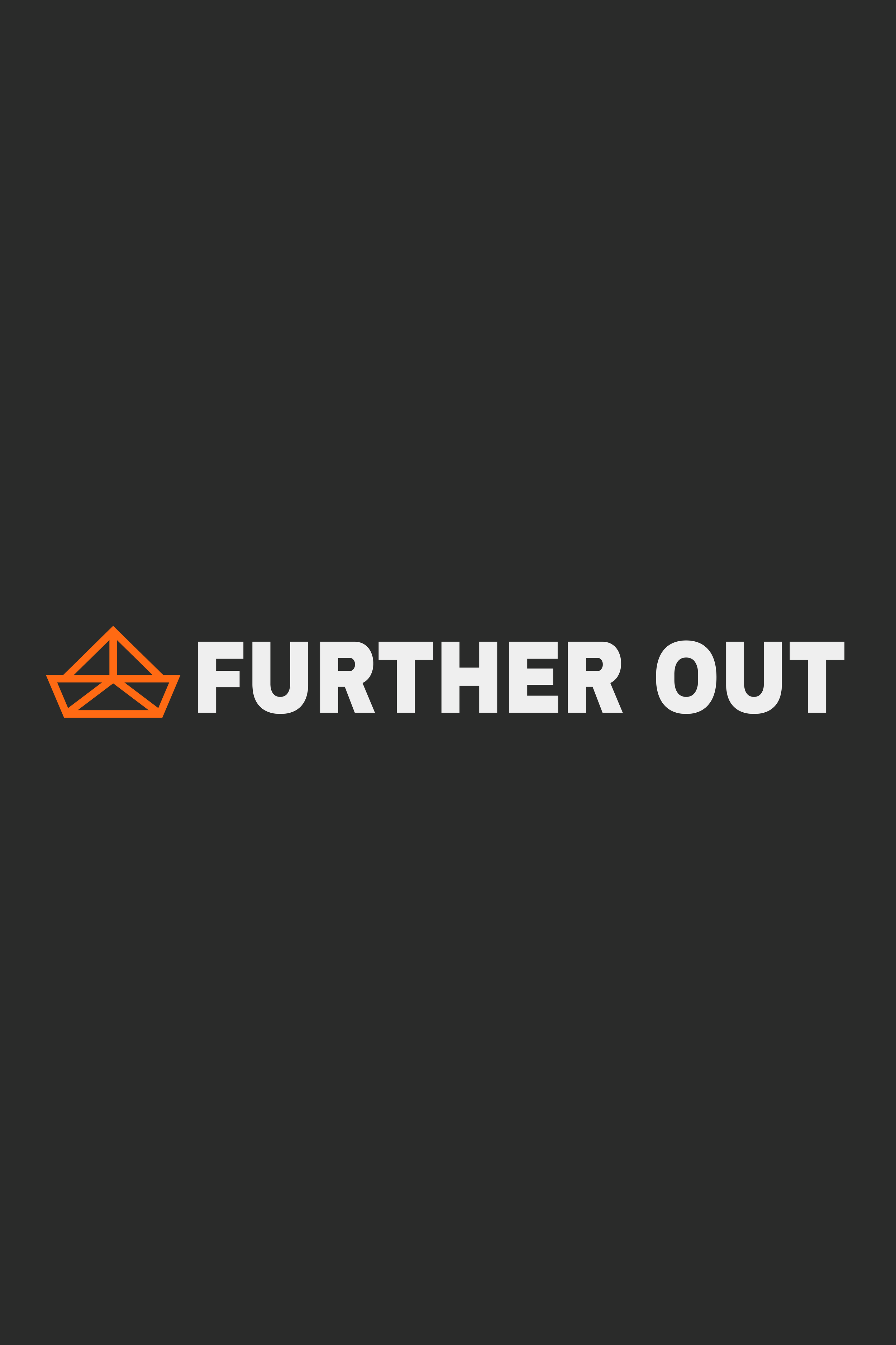 A black background with a geometric orange logo and white text that reads 'FURTHER OUT'.