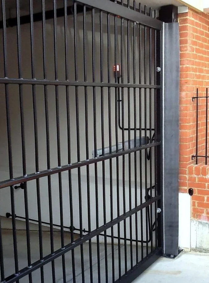 Security gate inside a covered car park