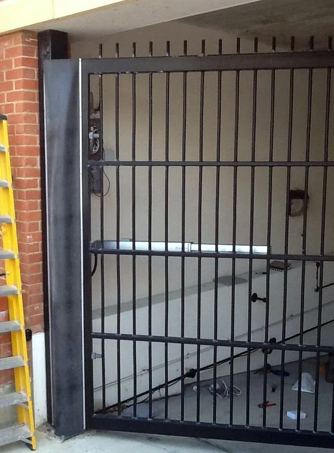 Security gate at a covered car park entrance