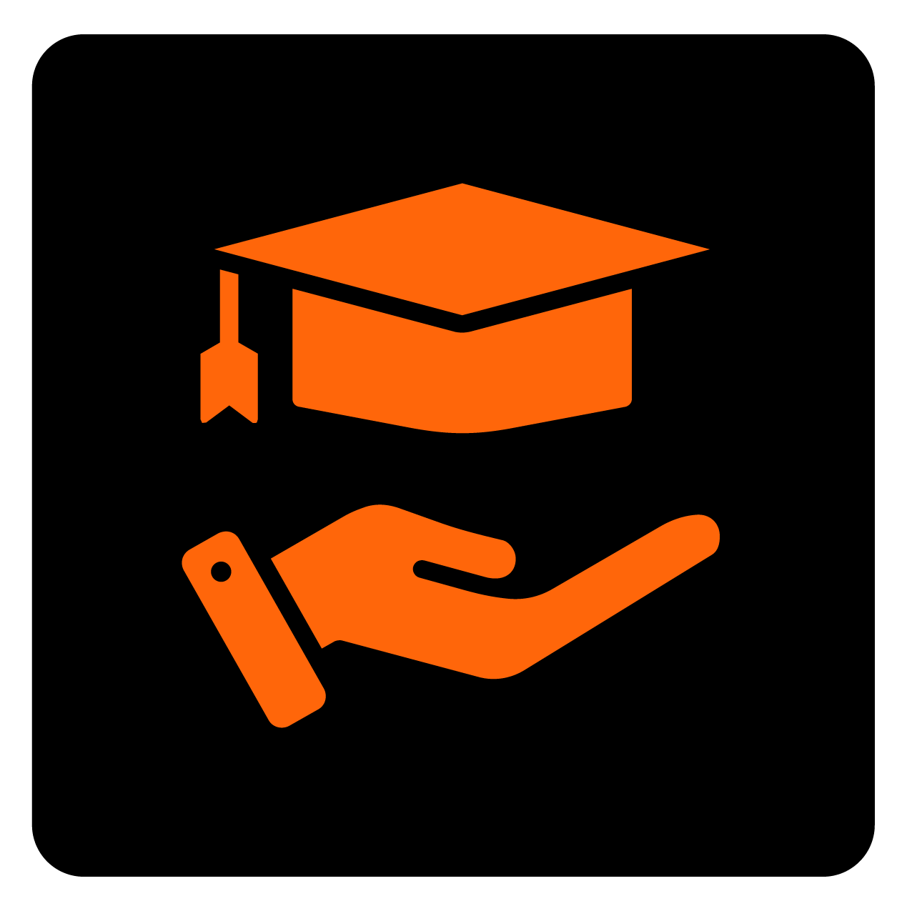 hand with grad cap hovering icon