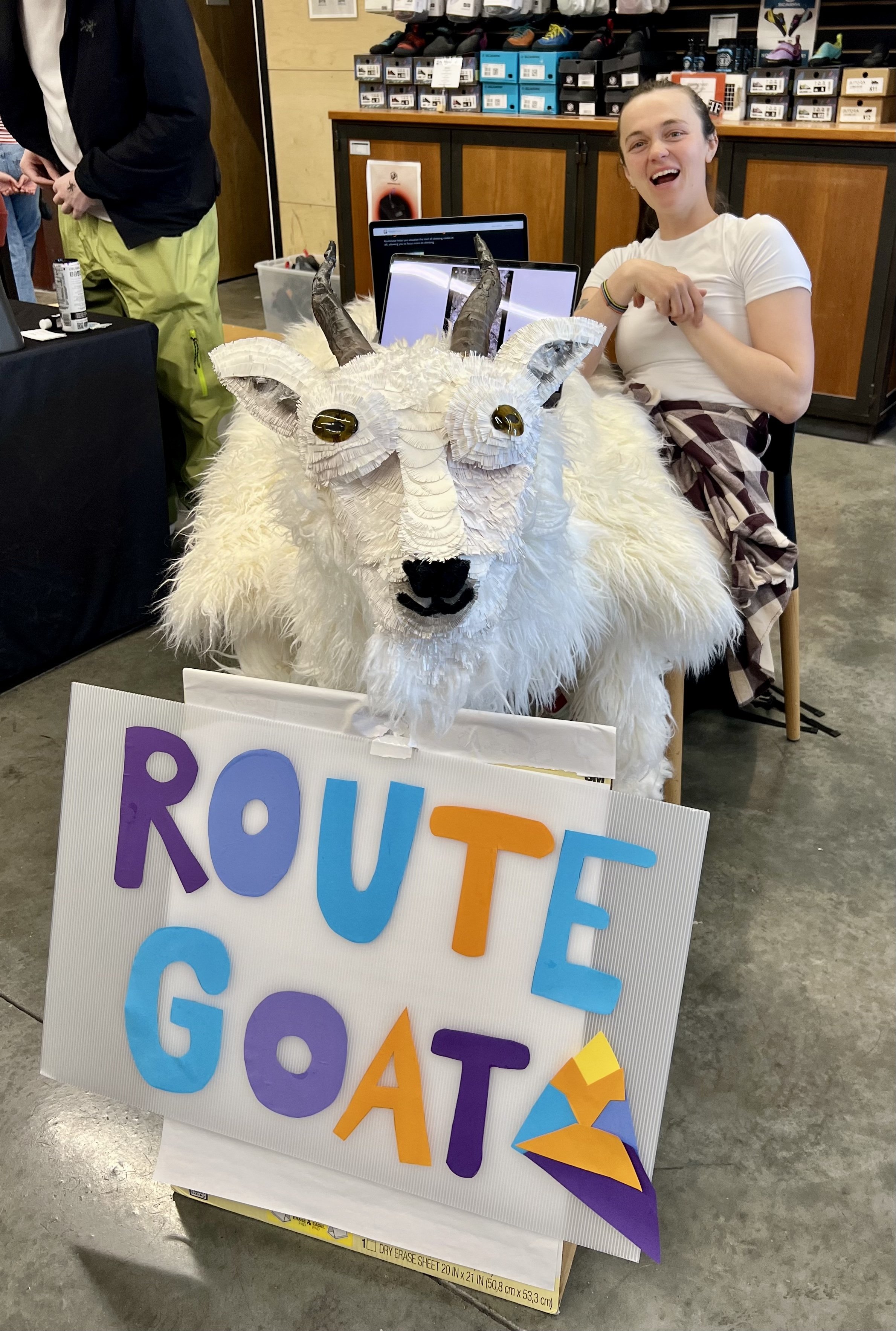 A goat table for promoting RouteGoat, the climbing app