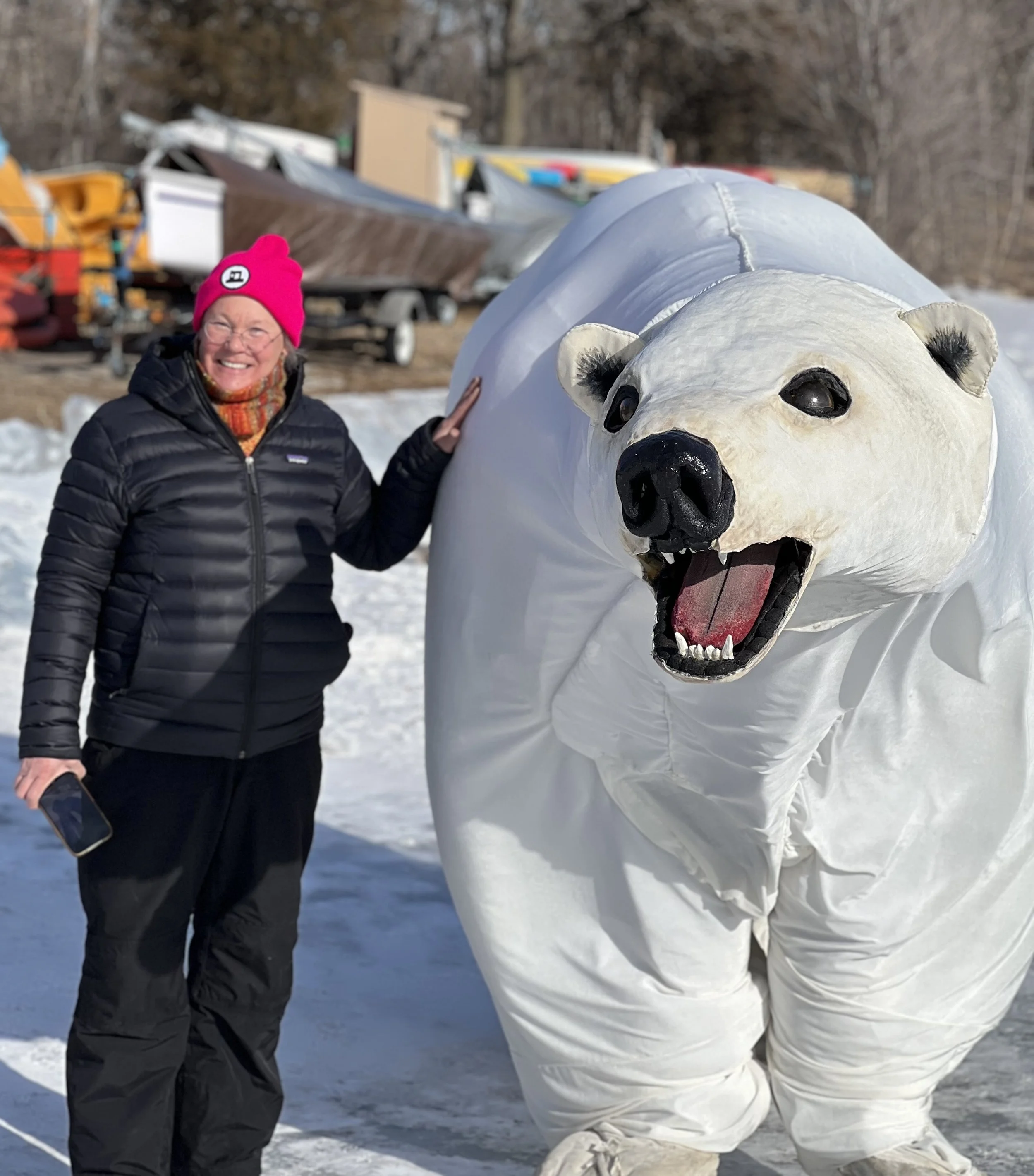 Lady Bear walking on the lakes in Minnesota