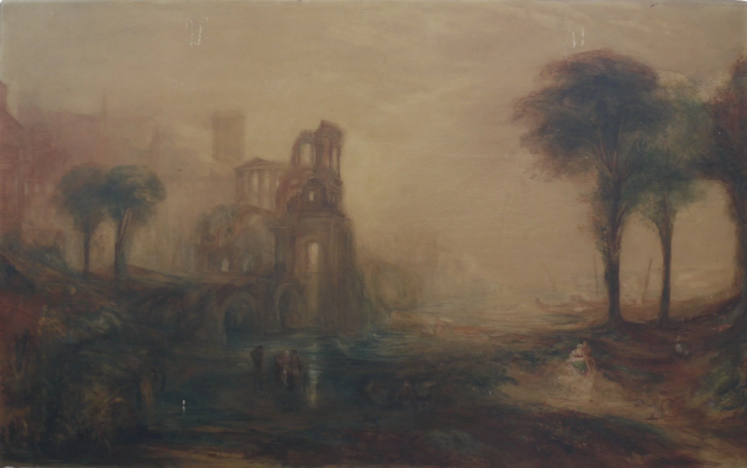 Follower of J.M.W. Turner - Caligula's Palace and Bridge - Oil on Canvas