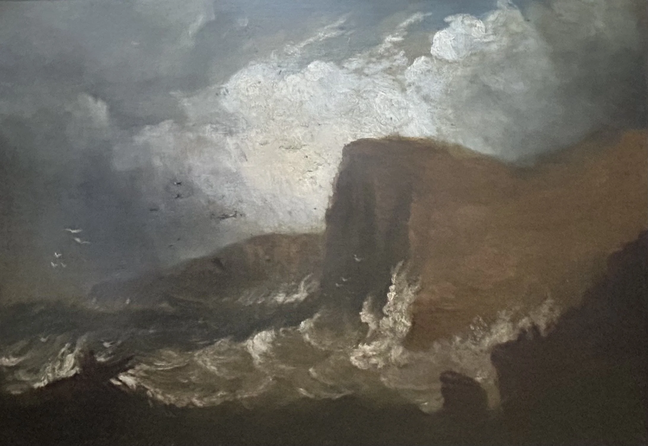 British School, 19th century - original oil painting of a stormy coastal scene