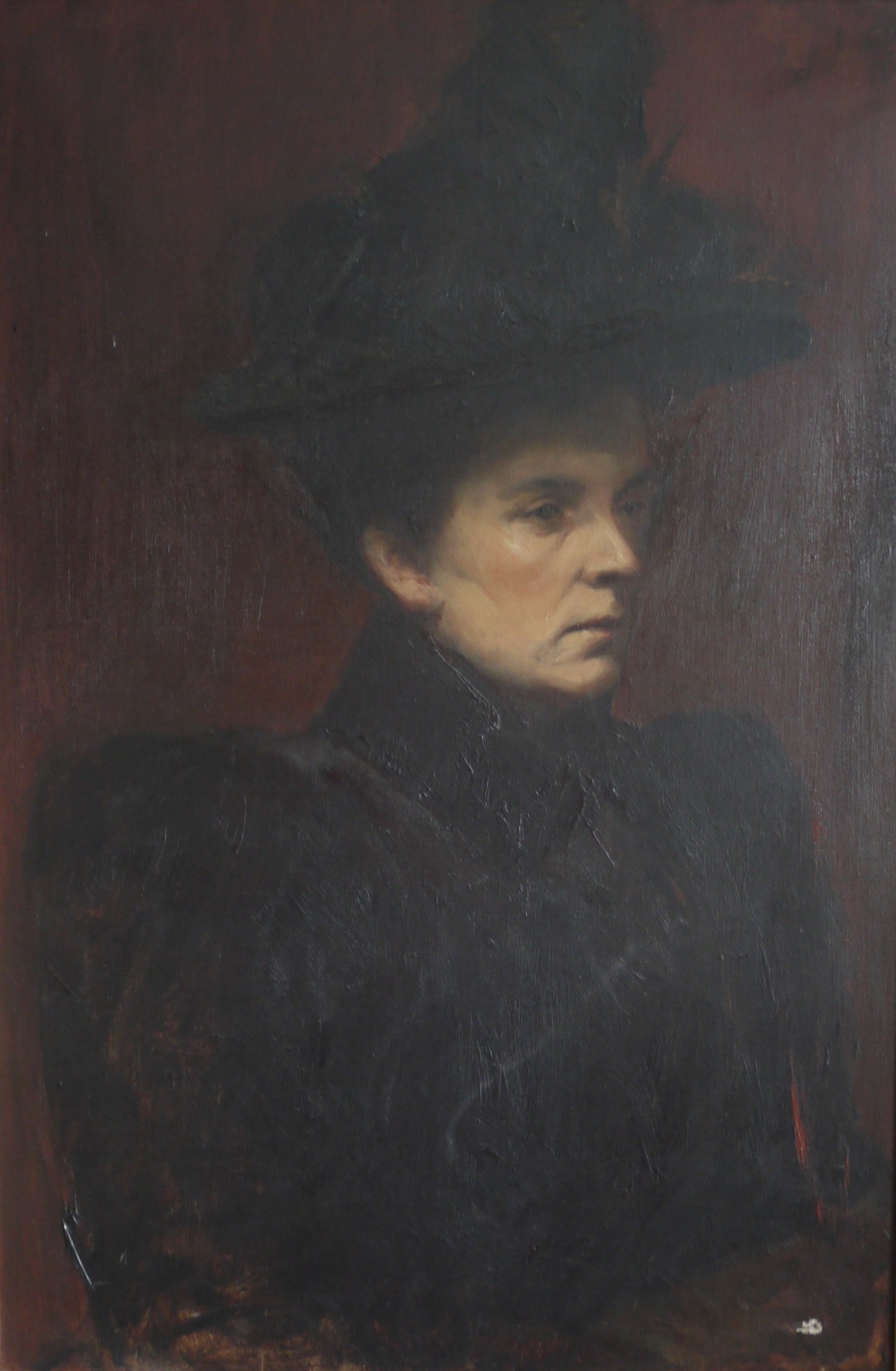 Large 19th Century French School Portrait - Oil on Canvas