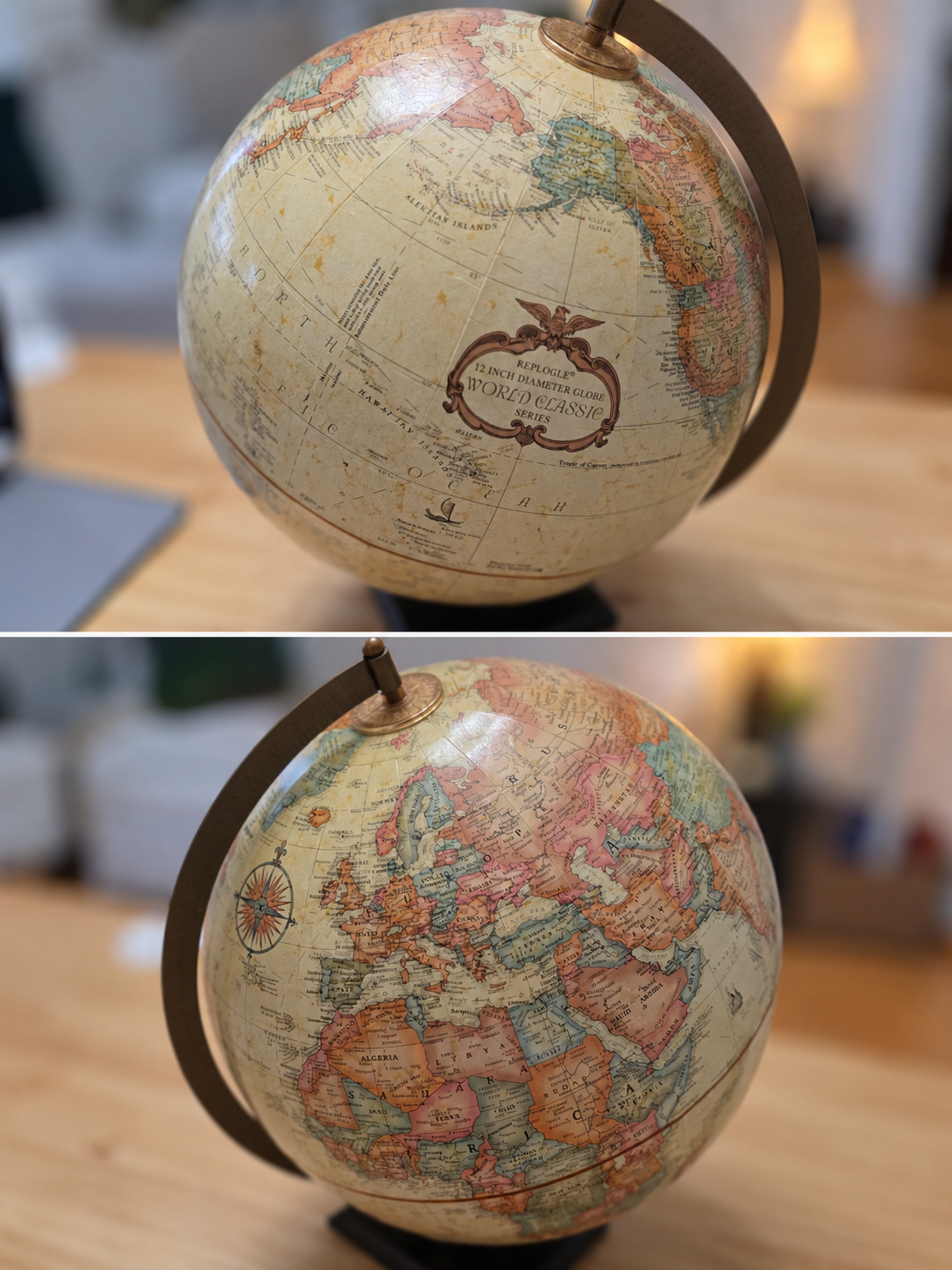 Antique Globe in Warm Indoor Light.png