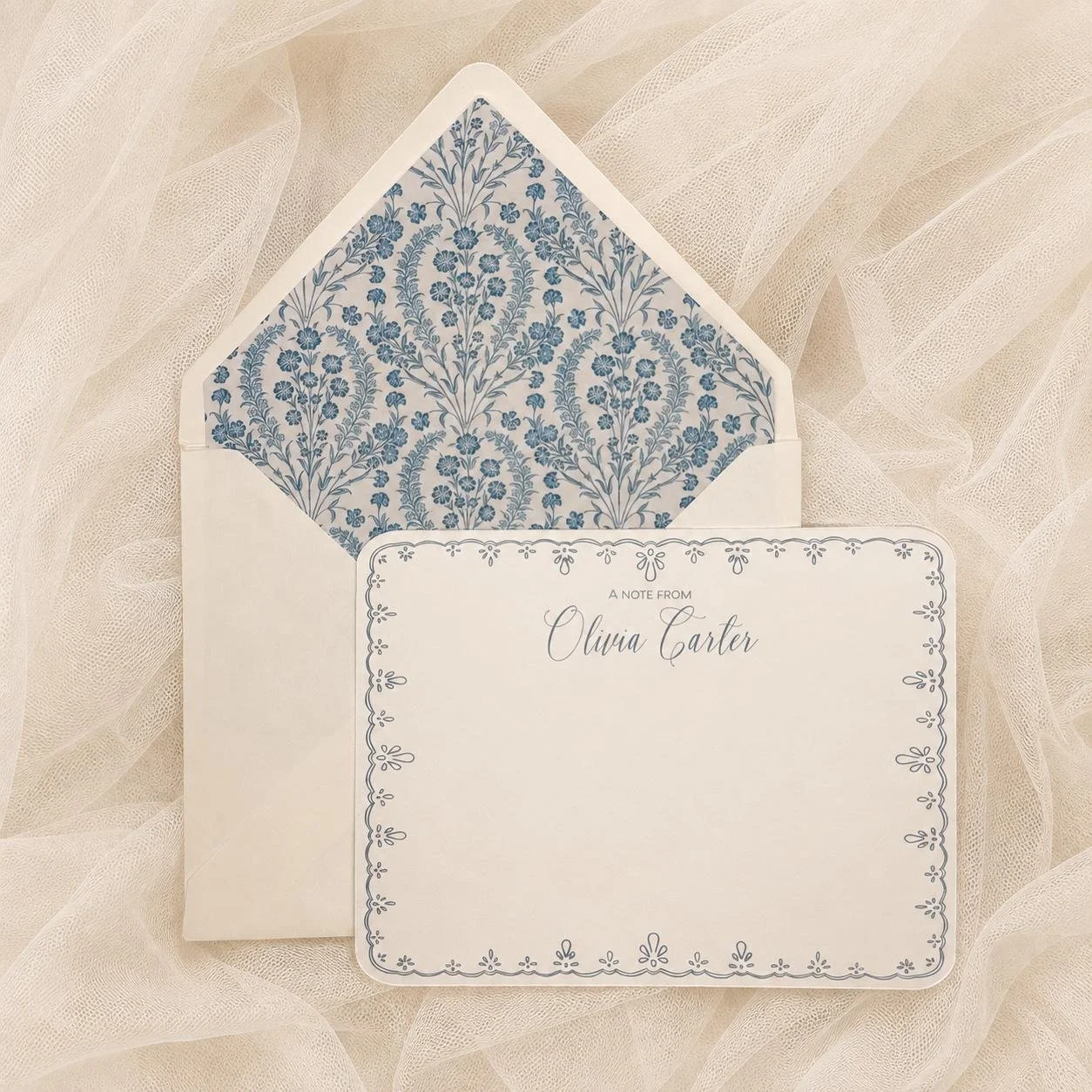 Blue Floral Stationery Set