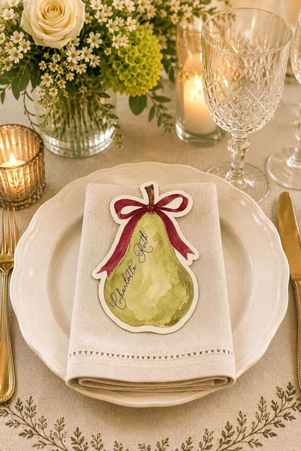 Personalized Autumn Pear Place Cards