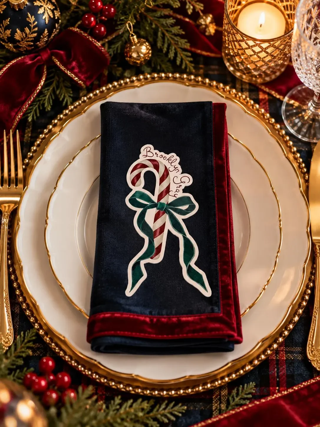 Personalized Candy Cane Christmas Place Cards