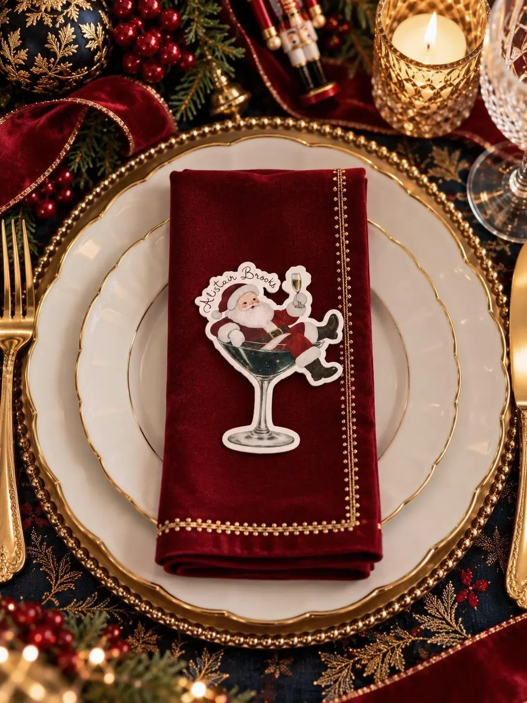 Santa Martini Christmas Place Card
