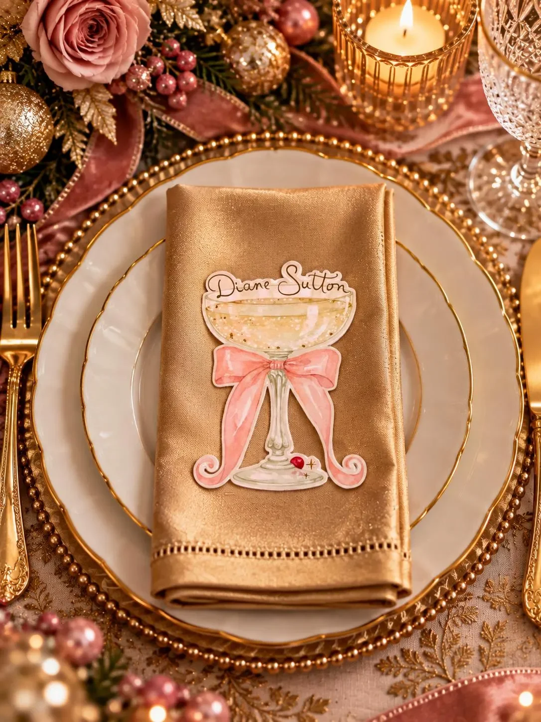 Personalized Champagne Place Card