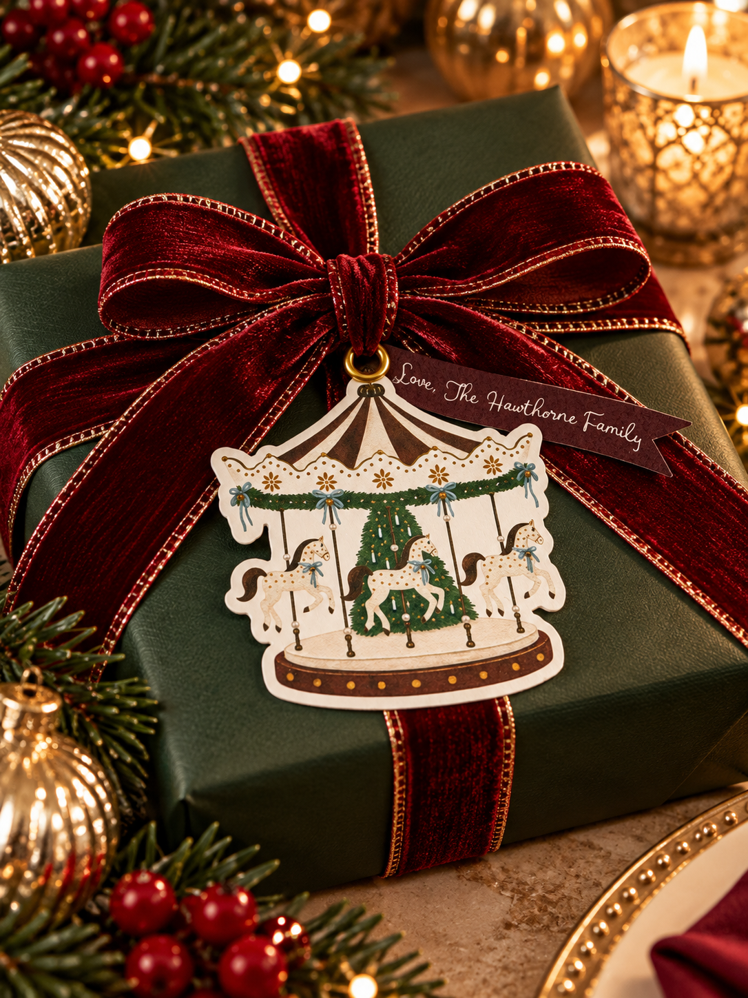 Christmas Carousel Banner Gift Tags
