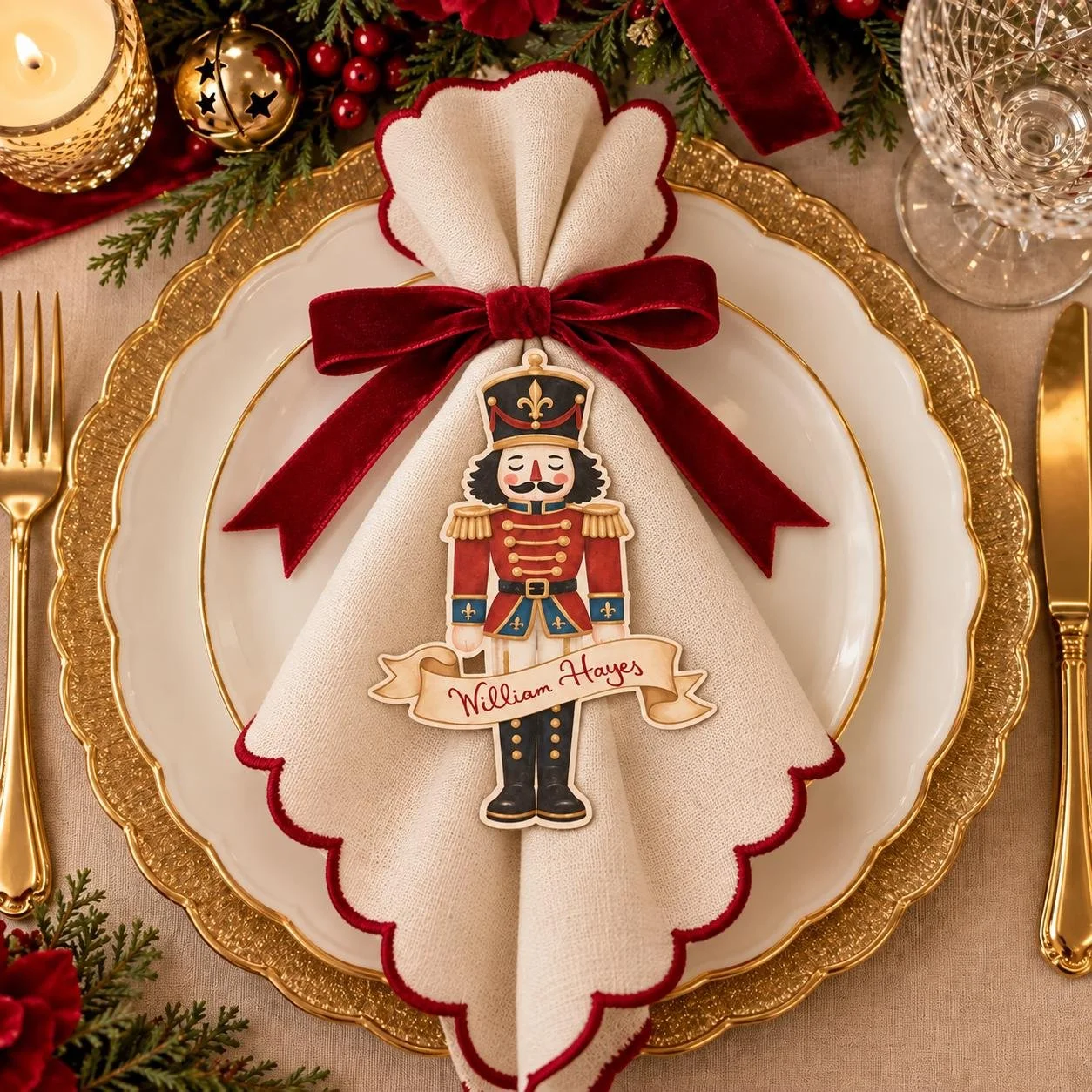 Personalized Nutcracker Christmas Place Cards