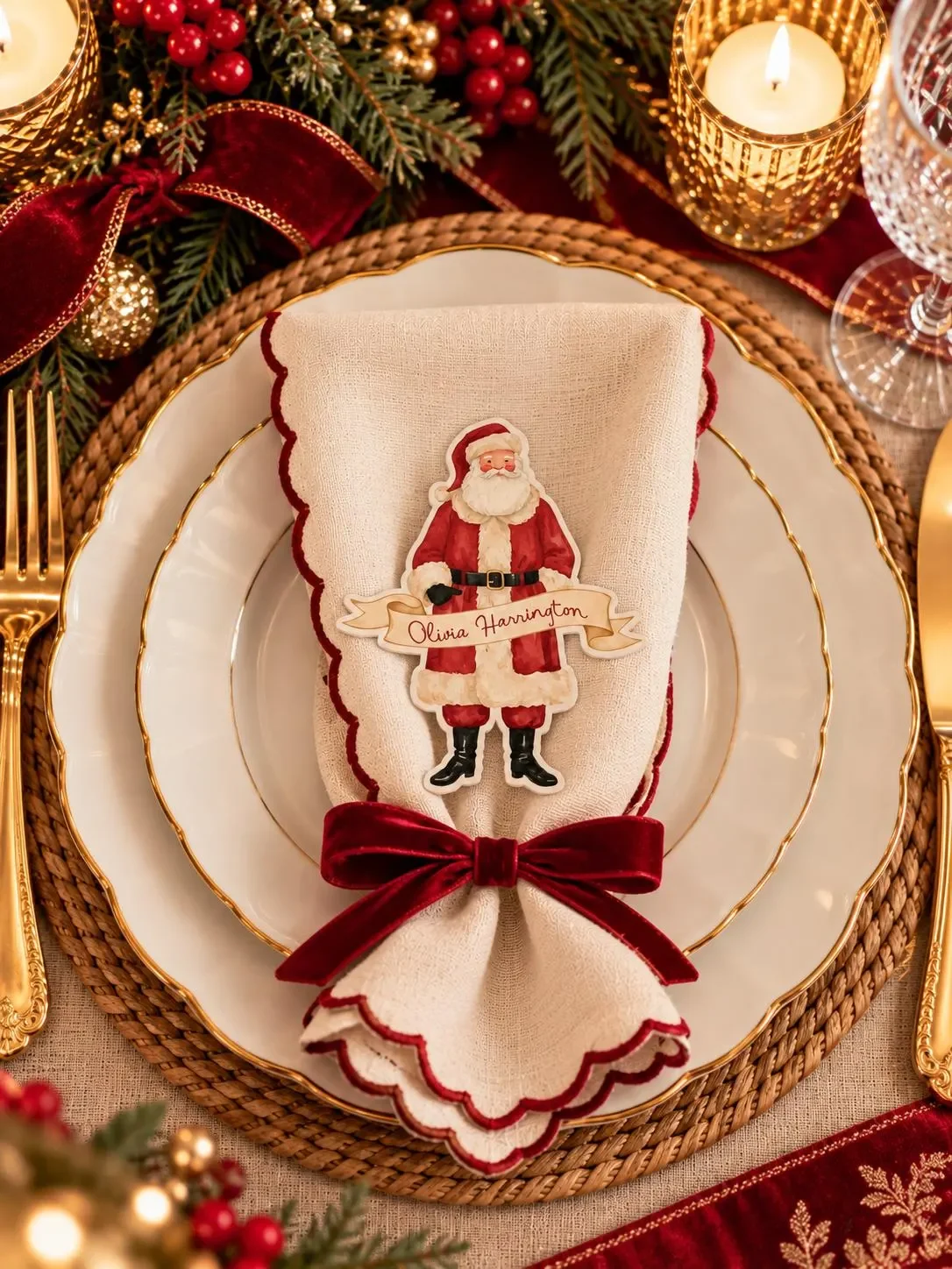 Personalized Santa Christmas Place Cards