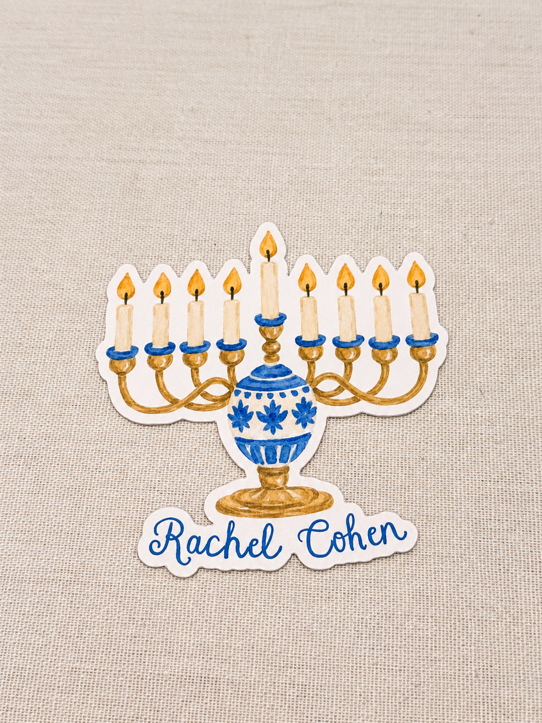 Watercolor Menorah Sticker on Linen.png